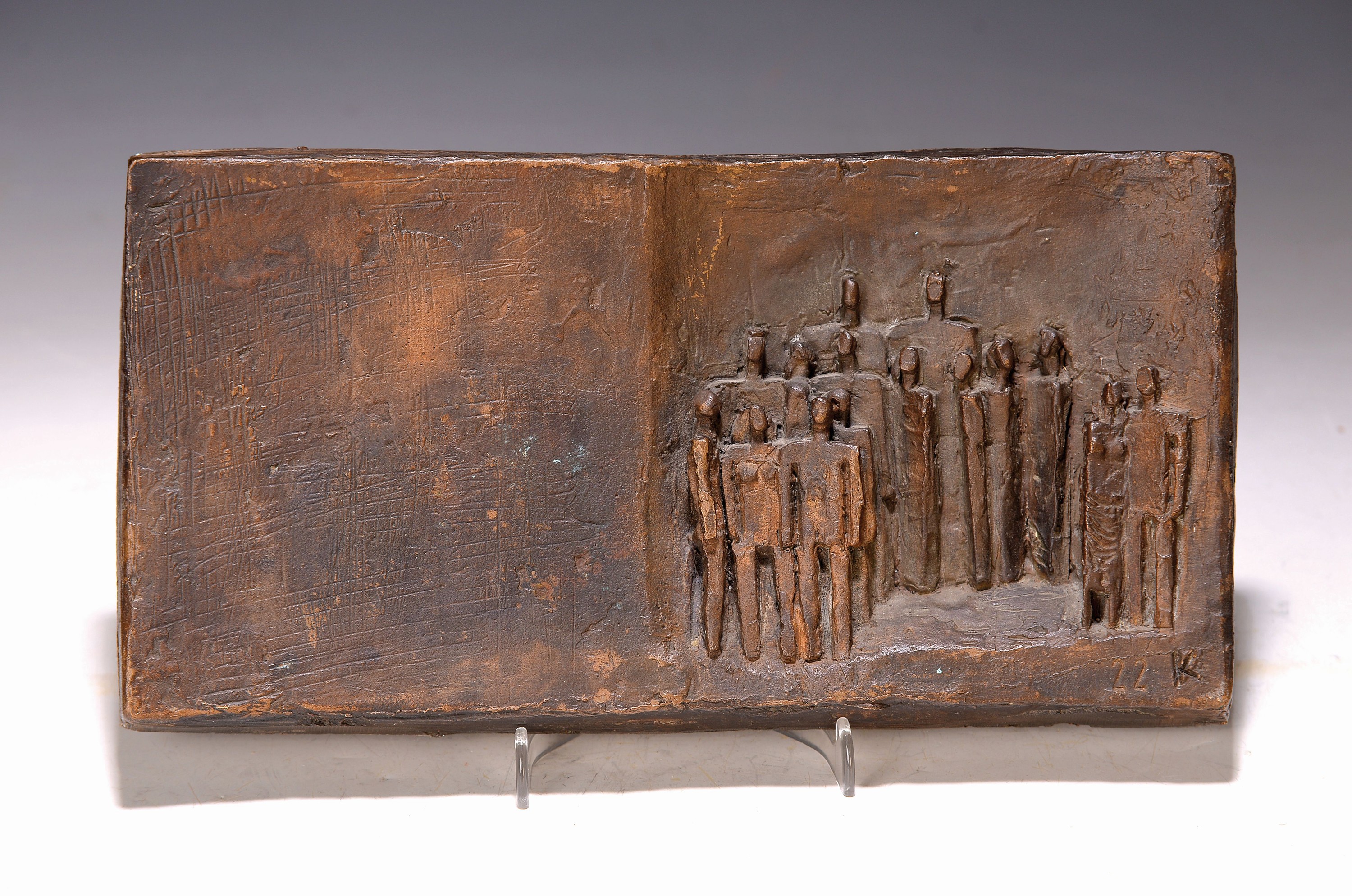 Detail k: Manfred Kieselbach, 1935 Coburg - 2018 Mannheim, Bronzerelief, Erweiterungsbau der, Städtischen Kunsthalle Mannheim, Grundsteinlegung 29.5.1980, ...