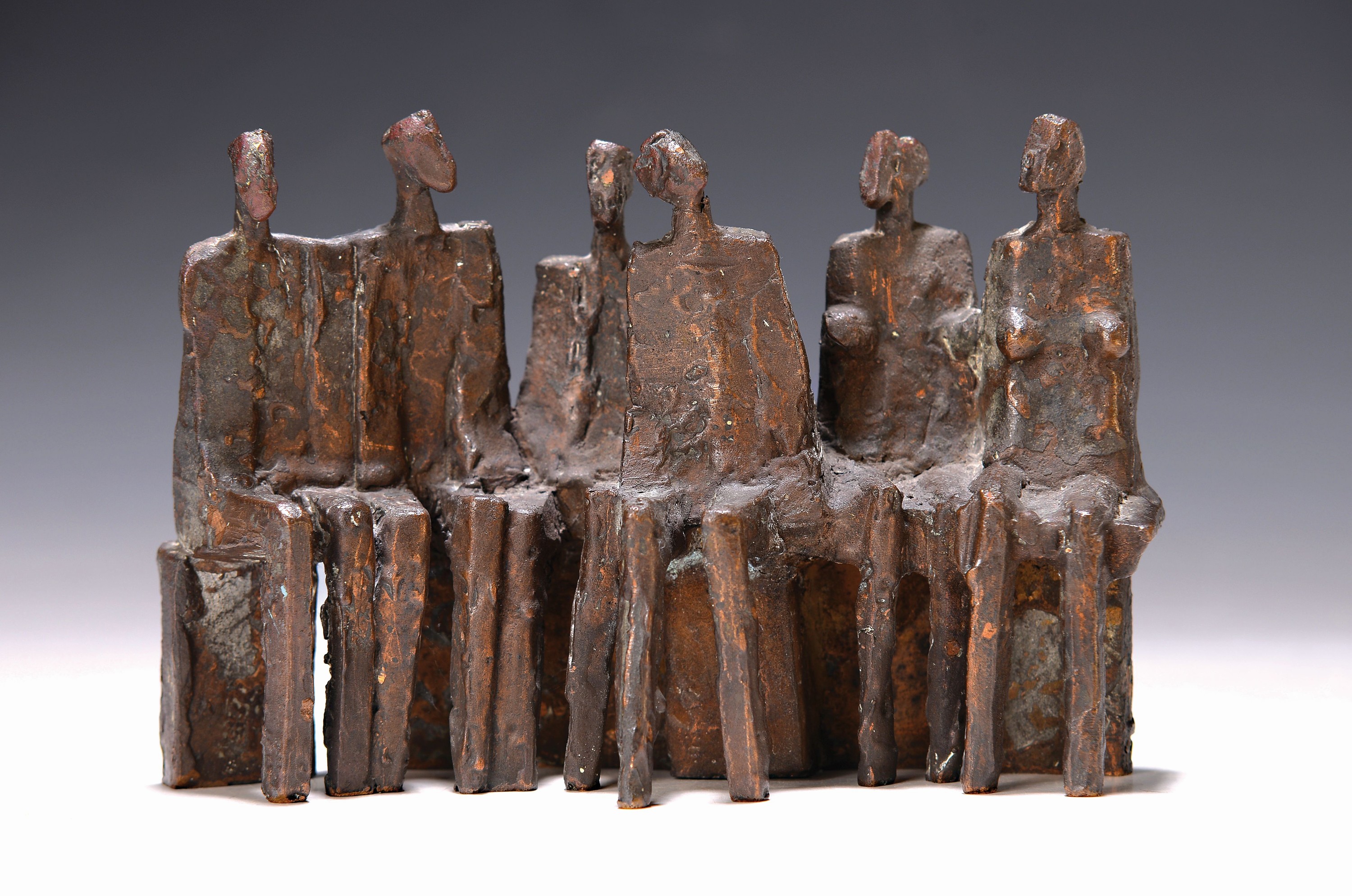 Manfred Kieselbach, 1935 Coburg - 2018 Mannheim, 6 sitzende Männer und Frauen, monogrammiert K, ca. 12 x 18 cm