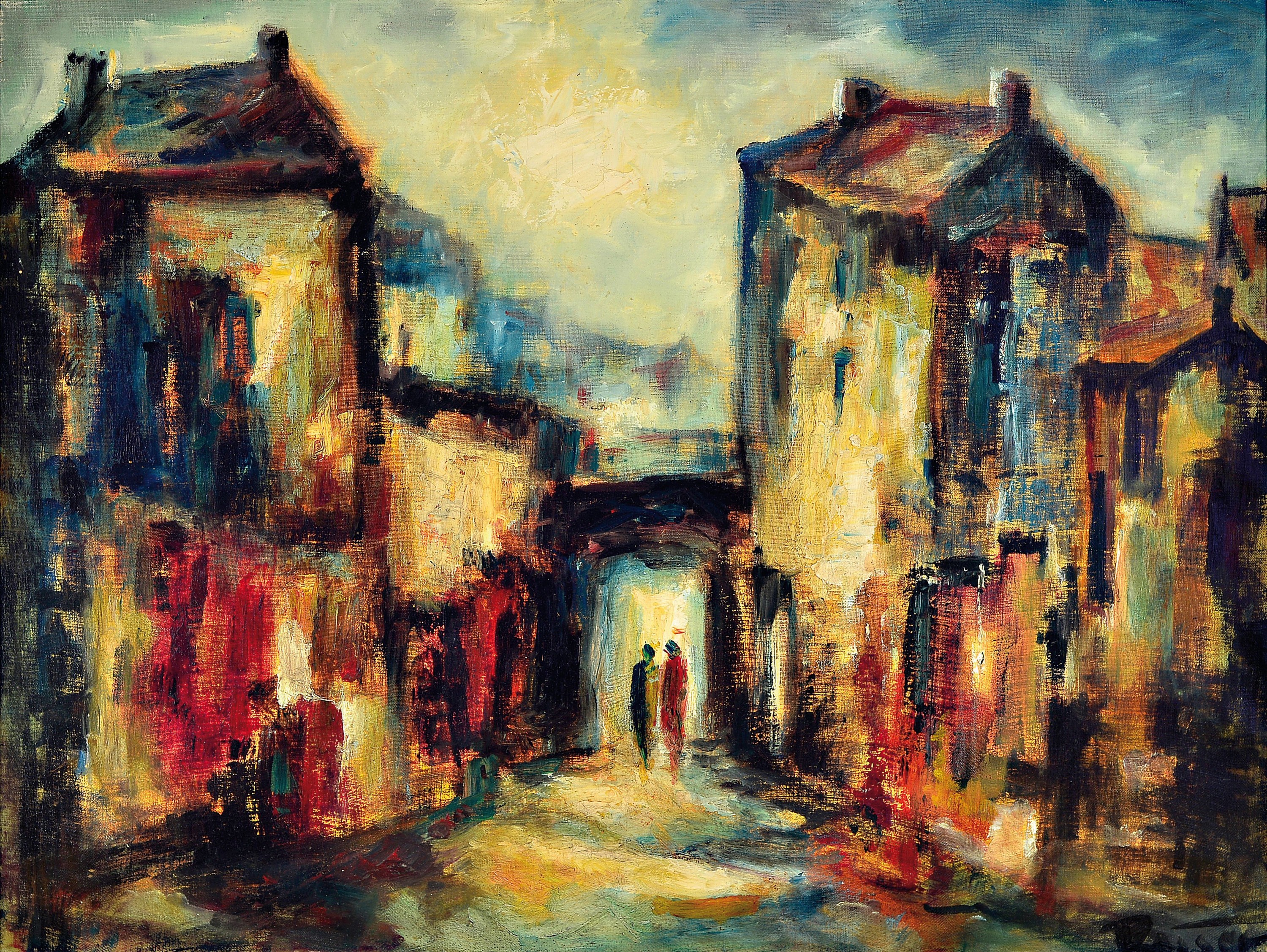 Leopold Reiser, 1921 Freudenegg-2002, "Großstadtwinkel", Öl/Lwd, verso signiert und bezeichnet, 60x80cm, Rahmen 73x91 cm