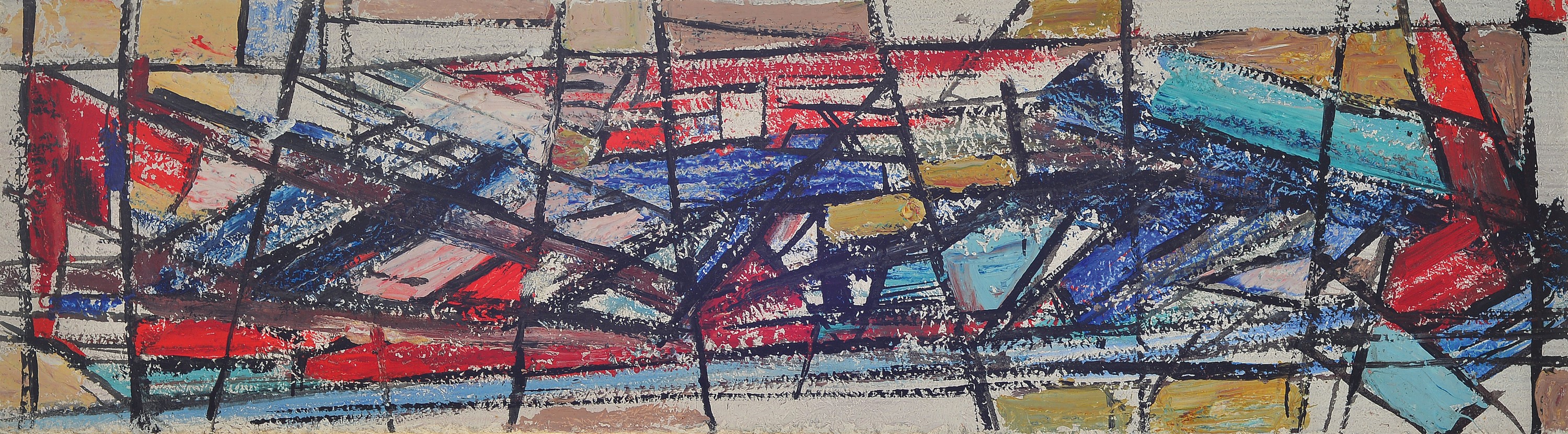 Detail a: Hermann Jürgens, 1914 Heidelberg-1967 Godramstein, 3 Entwürfe für sakrale Glasmalereien, je Öl/Platte, späte 1940er/50er-Jahre, 2x ungerahmt ...