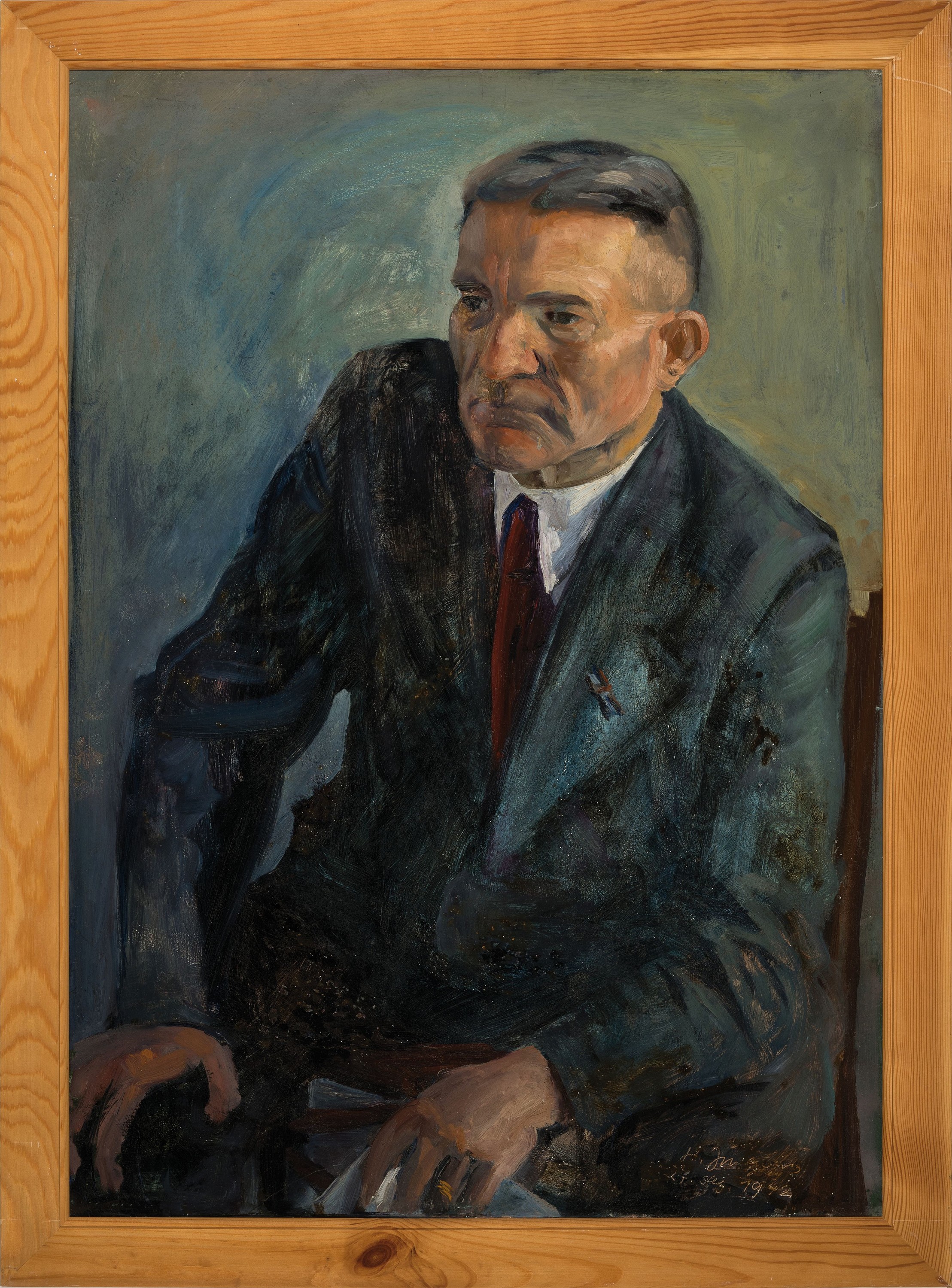 Detail l: Hermann Jürgens, 1914 Heidelberg-1967 Godramstein, Porträtpaar, älterer Herr im Anzug und ältere Frau, wohl die Eltern des Künstlers, ...