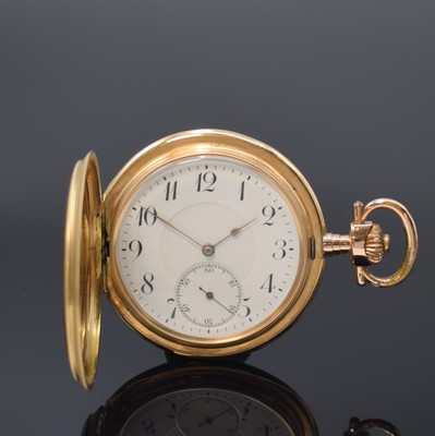 Image TAVANNES 14k yellow gold hunting cased pocket watch, Switzerland around 1910, ...