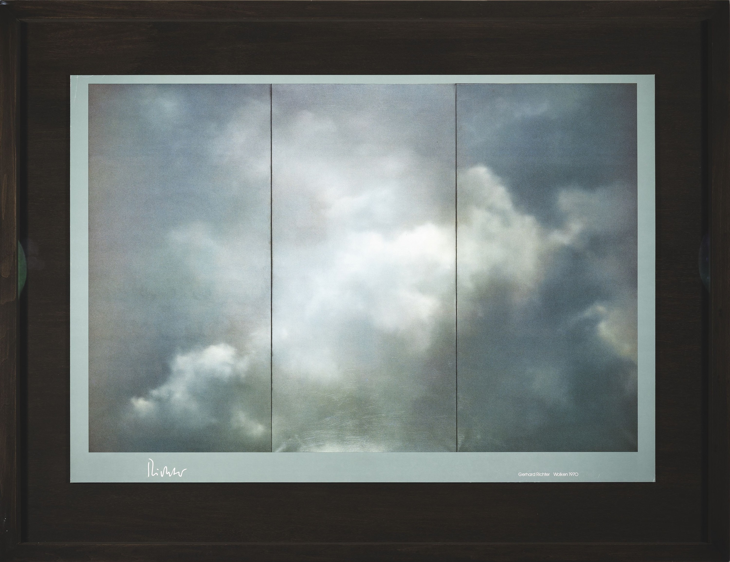 Detail k: Gerhard Richter, geb. 1932, Offsetlithografie, "Wolken", 1970, drucksign.,in Form eines Triptychons, sehr seltenes Blatt , in edlem ...