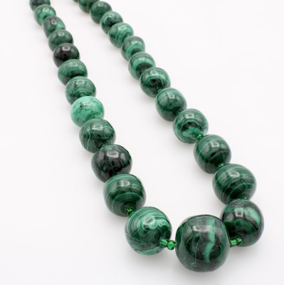 Image Malachitkette, Schraubverschluss, Malachite im Verlauf v. 12-18 mm, L. ca. 77 cm ...