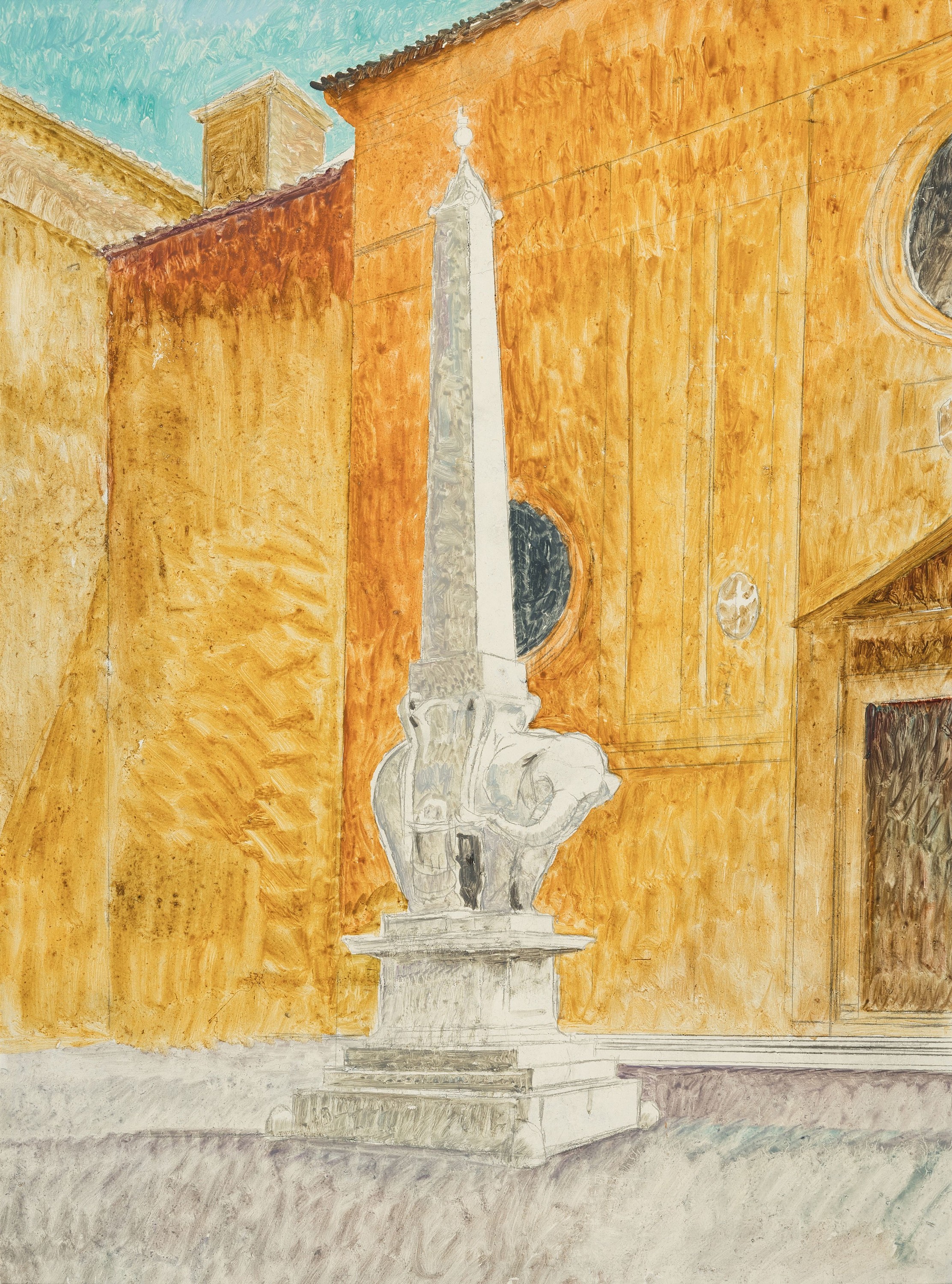 Willi Hertlein,1908-1968, Tempara/Holz, Stadtszene in Italien um 1935, R. 50,5x38 cm , Das Gemälde stammt aus dem Nachlass des Künstlers, Herlein ...