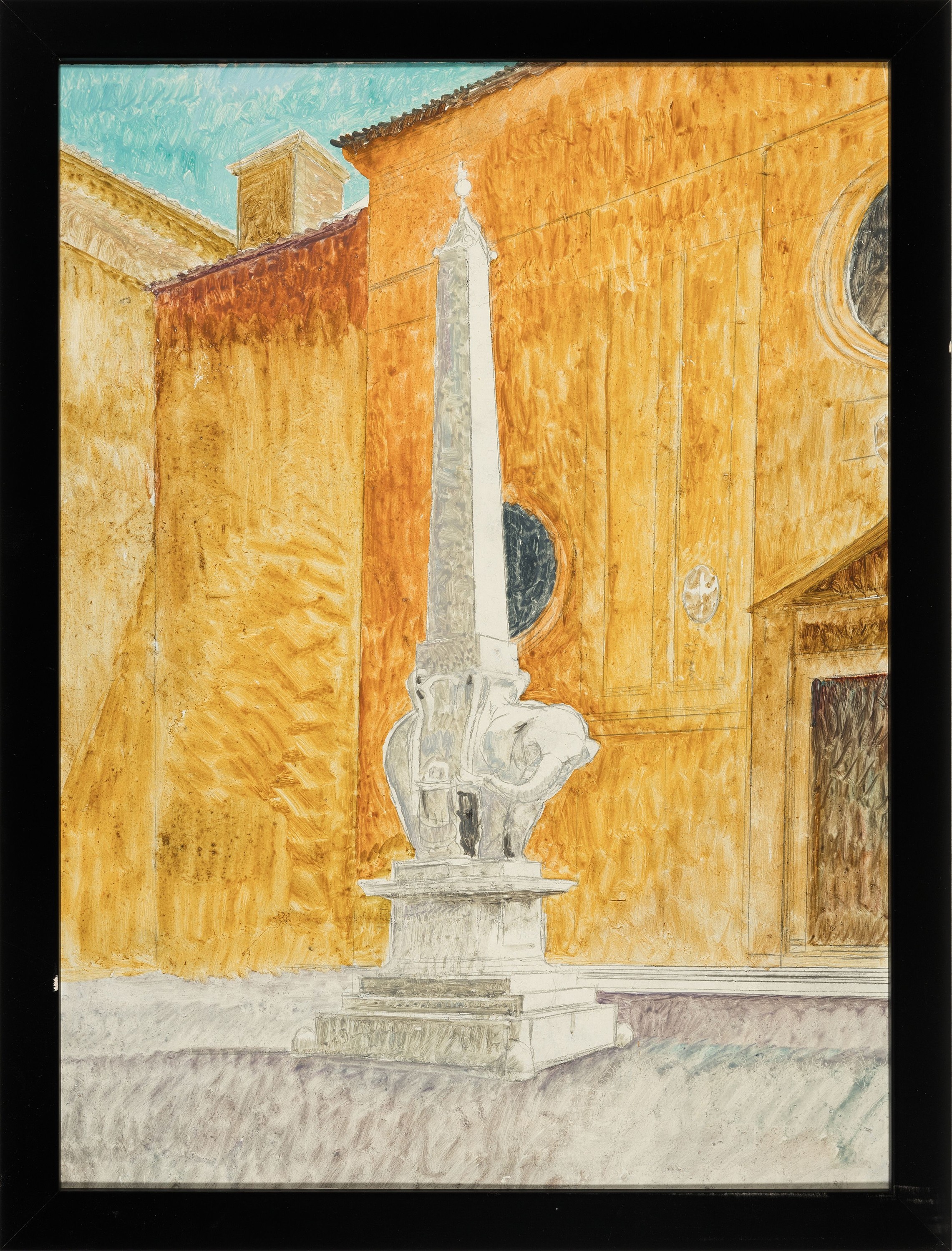 Detail k: Willi Hertlein,1908-1968, Tempara/Holz, Stadtszene in Italien um 1935, R. 50,5x38 cm , Das Gemälde stammt aus dem Nachlass des Künstlers, Herlein ...