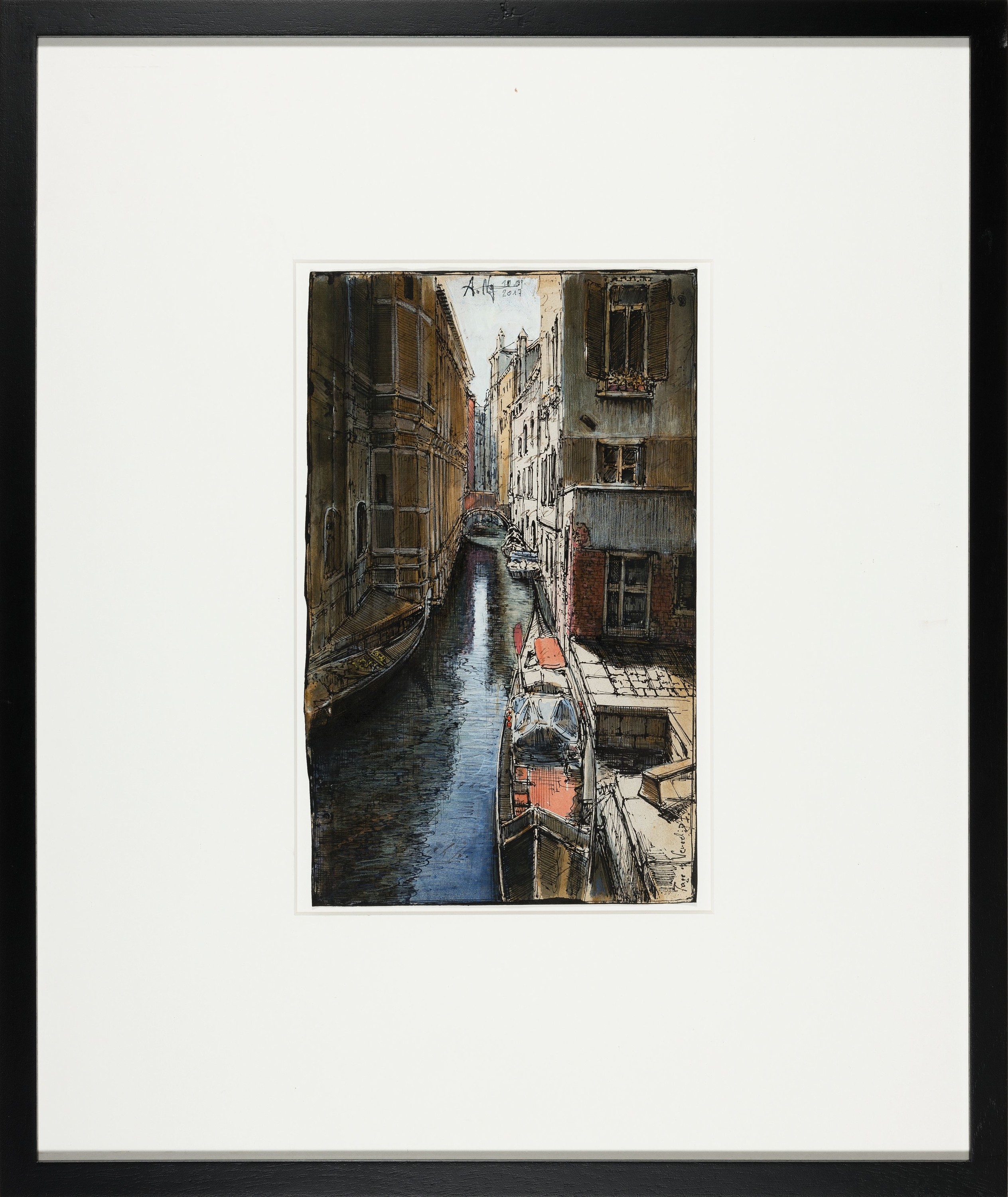Detail k: Andreas Noßmann, geb. 1962, Aktzeichnung, Federzeichnung/Farbstift/ Aquarell auf Papier, Titel: "tage in Venedig" 2017, WVZ. Nr. DVZ 732, ...