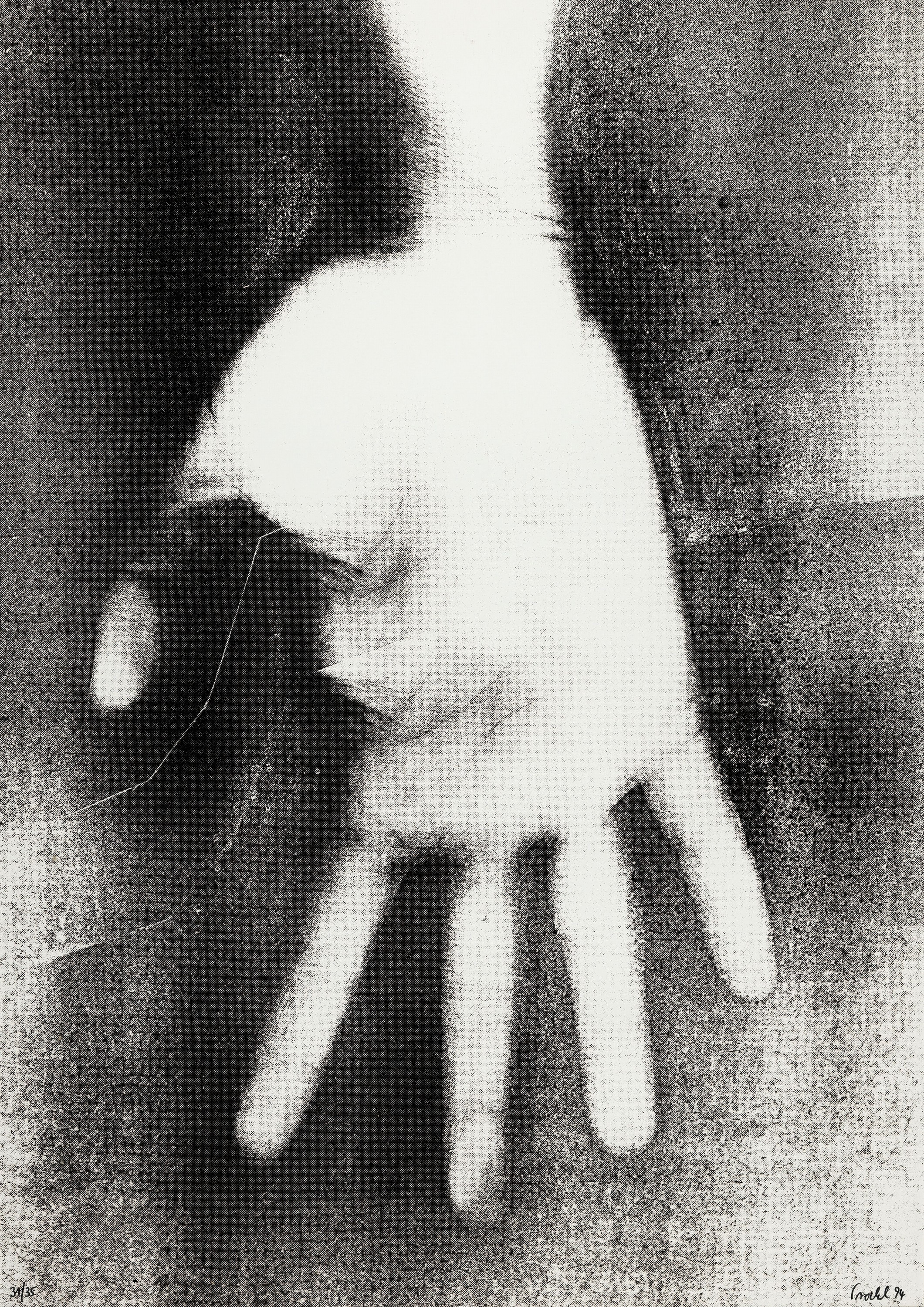Rosemarie Trockel, geb. 1952, Serigrafie auf dünnem Karton, "Europa", aus 1994, handsign., num., unter Glas gerahmt, Blatt ca. 84x59,5 cm, ...
