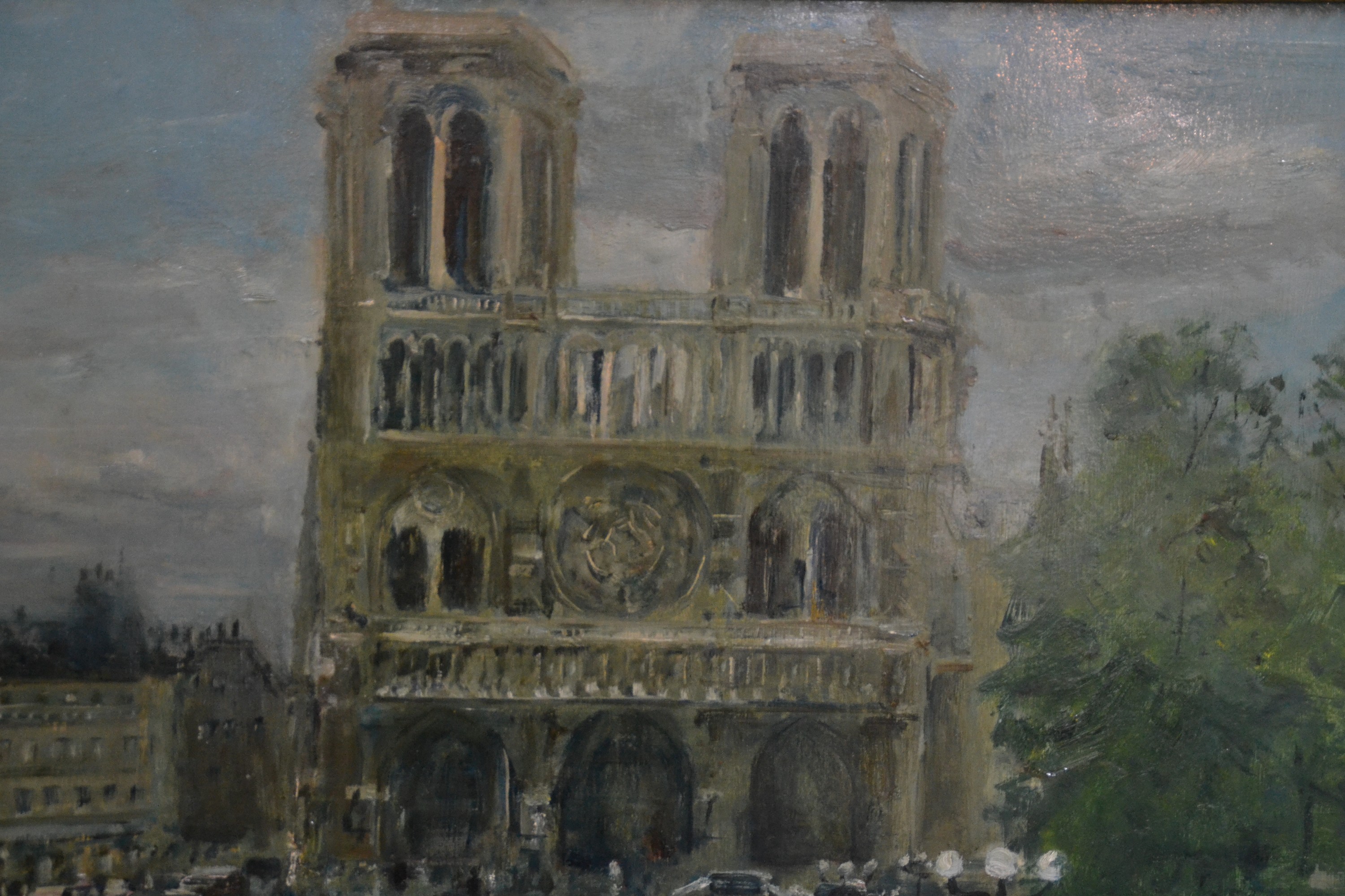 Detail c: Otto Dill, 1884 Neustadt-1957 Bad Dürkheim, "Notre Dame zu Paris", 1948, Blick über Pariser Verkehr auf die Westfassade von Notre Dame, ...