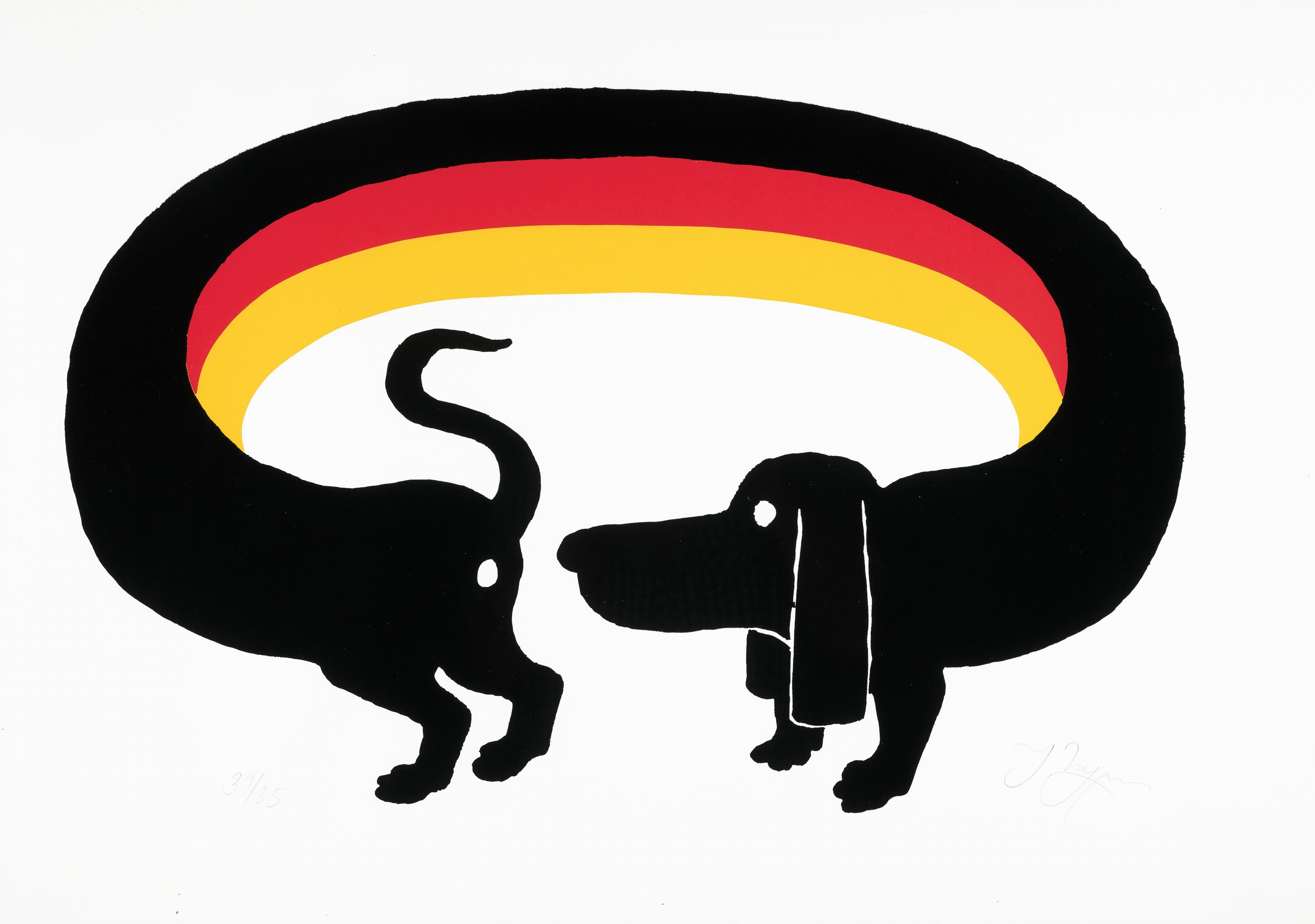 Tomi Ungerer, 1931-2019, Serigrafie auf dickem Karton, aus 1994, handsign., num.31/35, Blatt ca. 59,5x84 cm, R. ca. 62,5x87,5 cm unter Glas, sehr ...