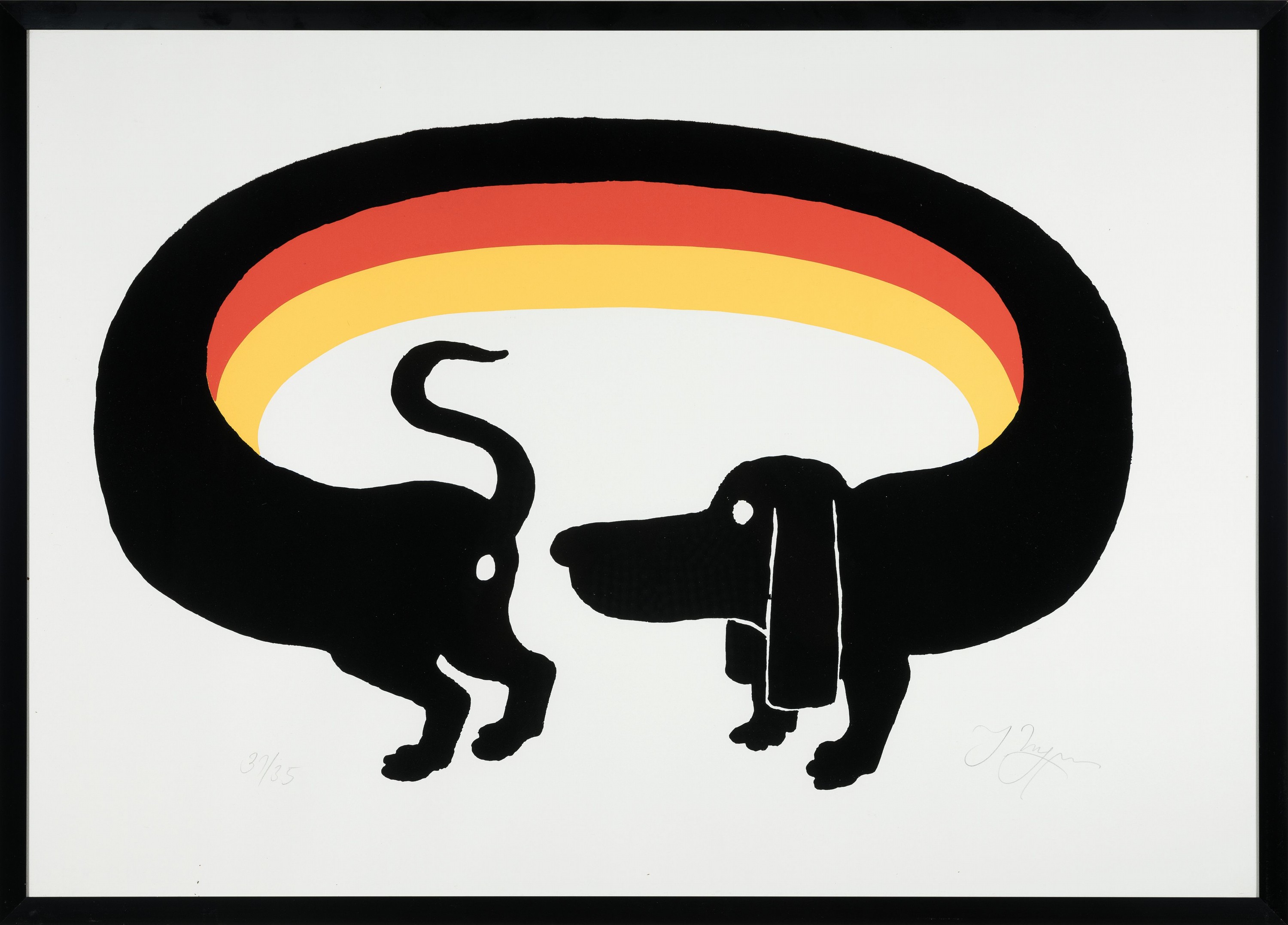 Detail k: Tomi Ungerer, 1931-2019, Serigrafie auf dickem Karton, aus 1994, handsign., num.31/35, Blatt ca. 59,5x84 cm, R. ca. 62,5x87,5 cm unter Glas, sehr ...