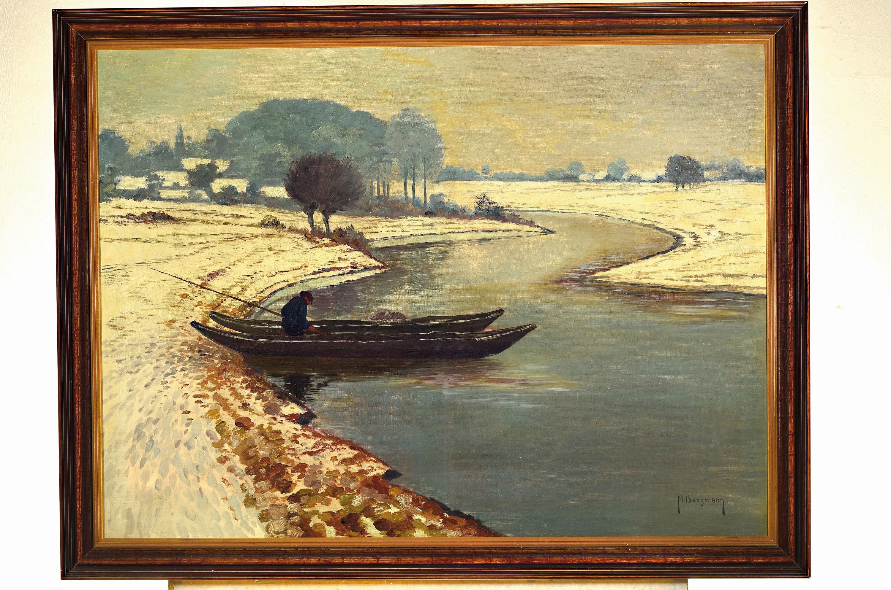 Detail k: Max Bergmann, 1884 Fürstenberg-1955 Haimhausen, winterliche Niederrhein-Landschaft als Hommage an Max Clarenbach (1880-1952), ca. 75x100cm, R. ca. ...