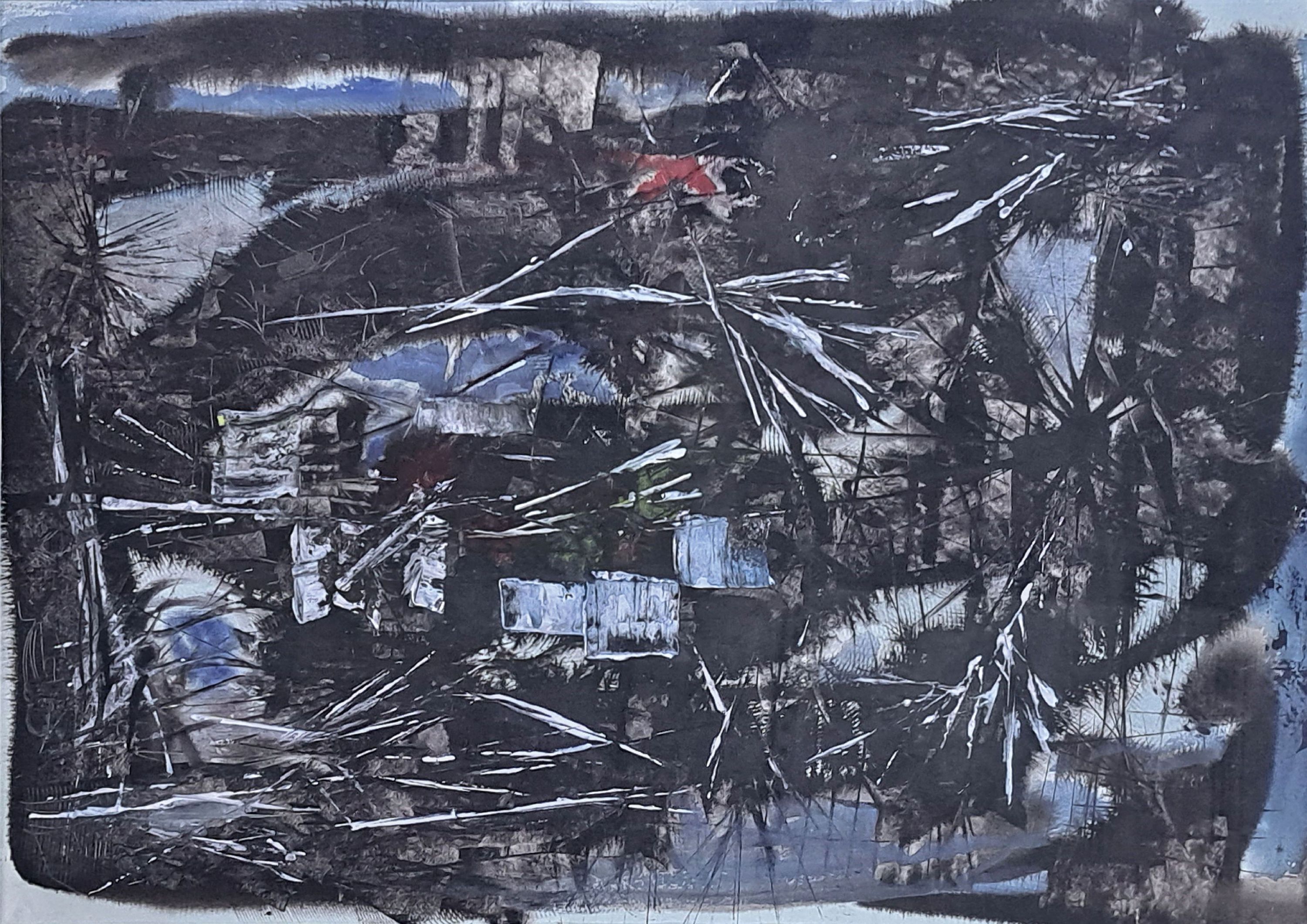 Detail a: Hermann Jürgens, 1914 heidelberg-1967 Homburg , 2 Mischtechniken auf Papier, abstrakte Kompositionen, 1x signiert und datiert 1964, 90x60 cm, unter ...
