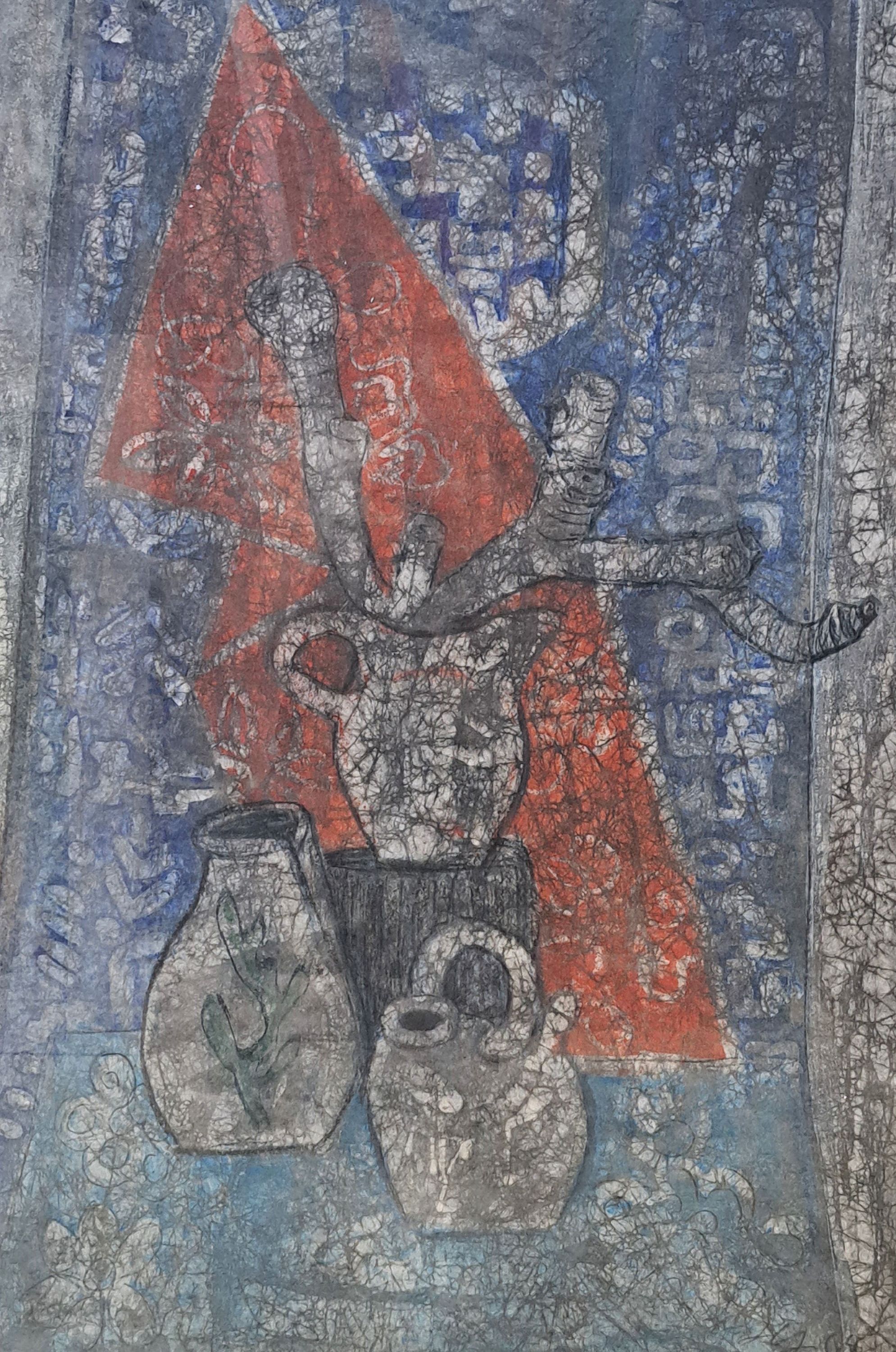 Detail k: Hermann Jürgens, 1914 heidelberg-1967 Homburg , 2 Mischtechniken auf Papier, abstrakte Kompositionen, 1x signiert und datiert 1964, 90x60 cm, unter ...