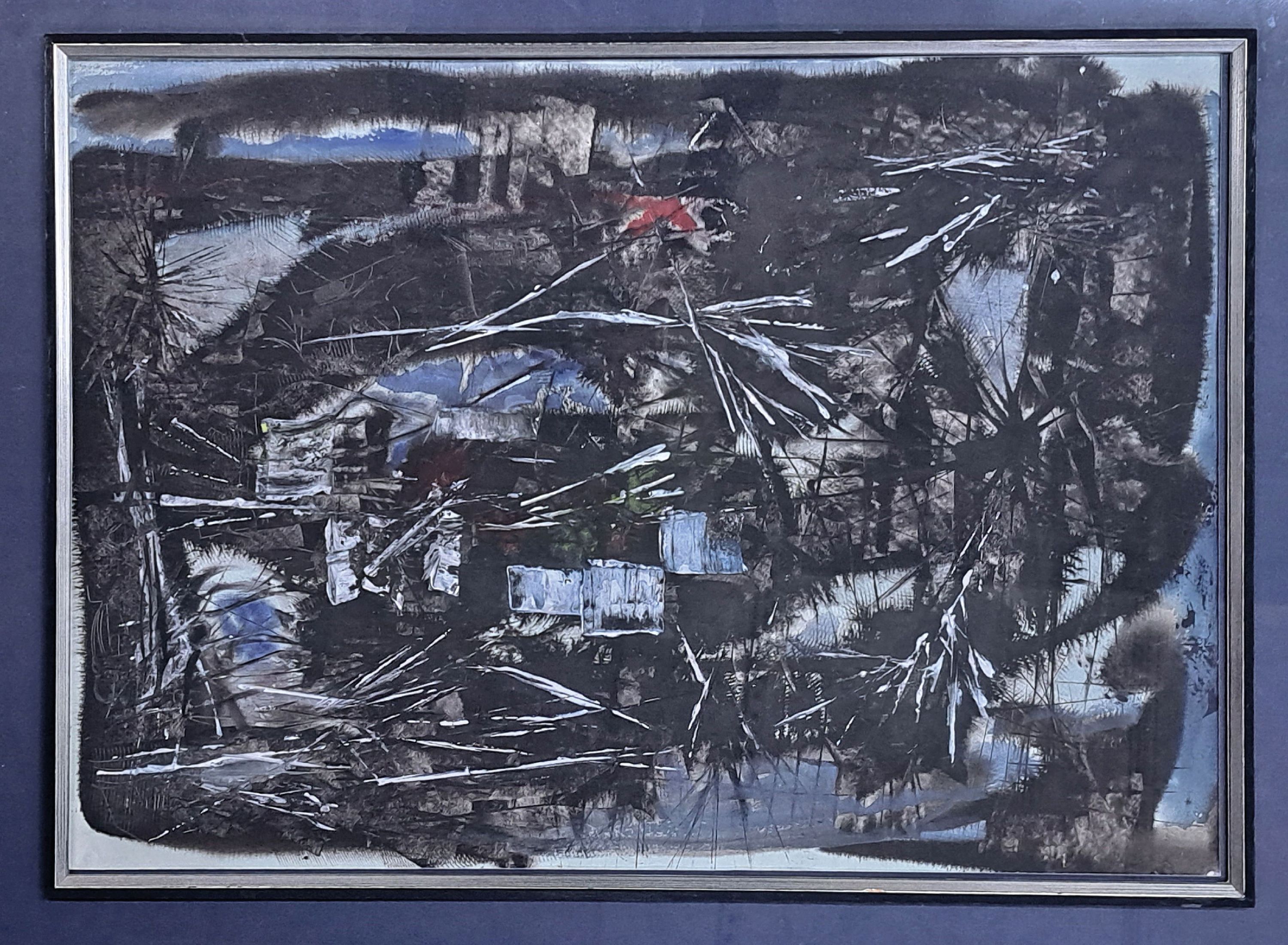 Detail l: Hermann Jürgens, 1914 heidelberg-1967 Homburg , 2 Mischtechniken auf Papier, abstrakte Kompositionen, 1x signiert und datiert 1964, 90x60 cm, unter ...