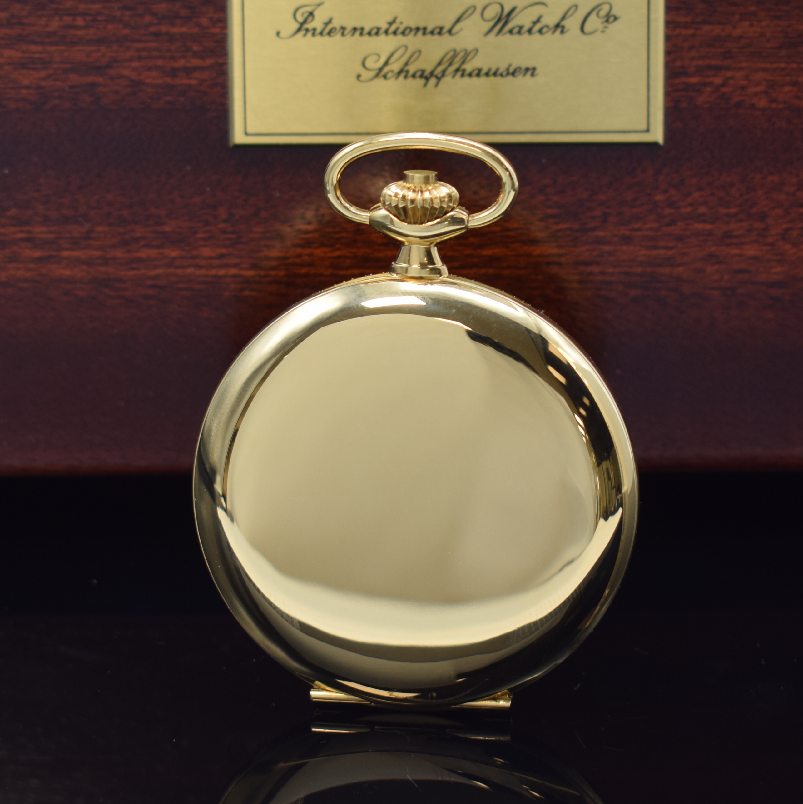 Detail b: IWC feine und extrem seltene, nahezu neuwertige Savonette Herrentaschenuhr in GG 750/000 Referenz 5409, Schweiz um 1975, glattes Goldgeh., ...