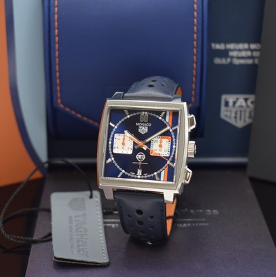 Image TAG HEUER chronograph Monaco Gulf Edition reference CBL2115, self winding, on both sides ...