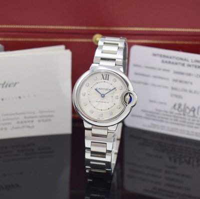 Image CARTIER ladies wristwatch Ballon Bleu reference WE902074, self winding, stainless steel ...