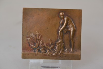 26836054b - 4 Bronzemedaillen zum Thema Sport, deutsch/französisch, 20.Jh., 1x Entw. Pierre ...
