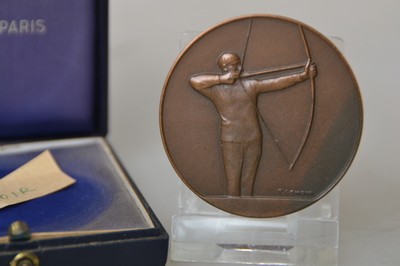 26836054f - 4 Bronzemedaillen zum Thema Sport, deutsch/französisch, 20.Jh., 1x Entw. Pierre ...