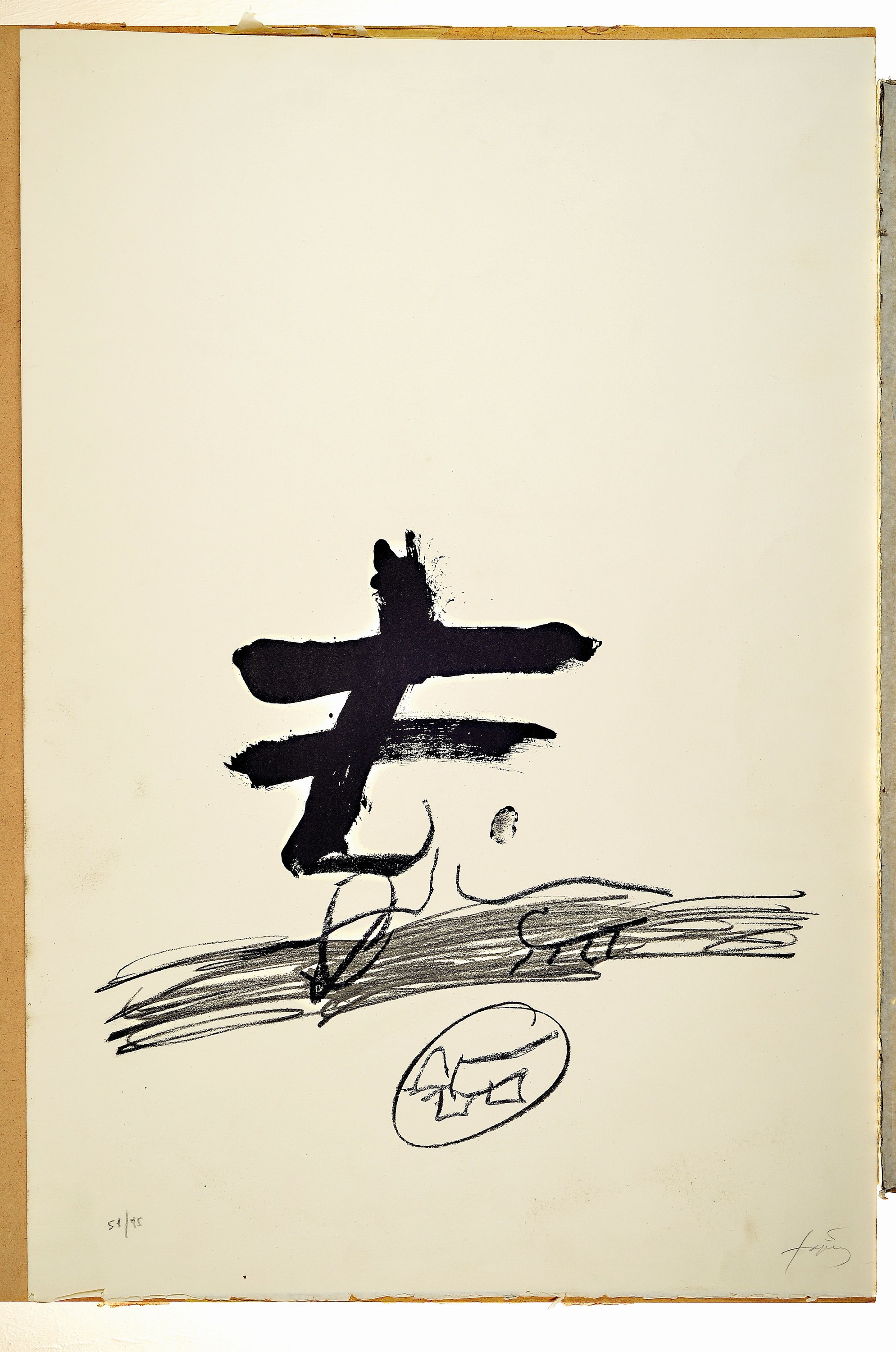 Detail k: Antoni Tapies, 1923-2012 Barcelona, Lithographie auf Arches-Bütten, "Dessin biffe" 1980, Ed. 51/75, handsigniert, Maeght Paris, Bild 44x51 ...