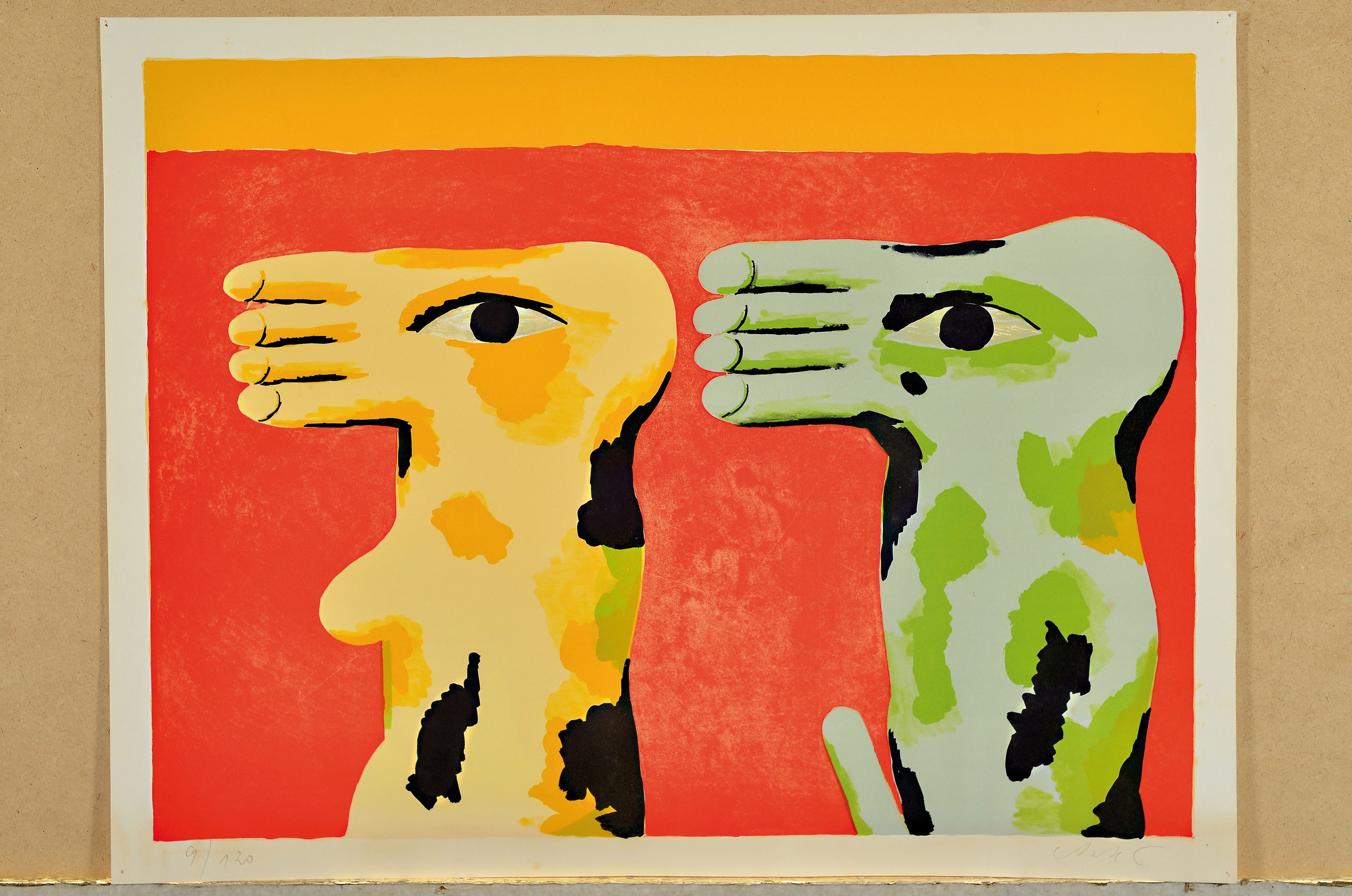 Detail k: Horst Antes, geb. 1936 Heppenheim, Lithographie, "Zwei Füße", 1968, Ed. 9/120, handsigniert, Stempel des Kunstverein Heidelberg, l. ...