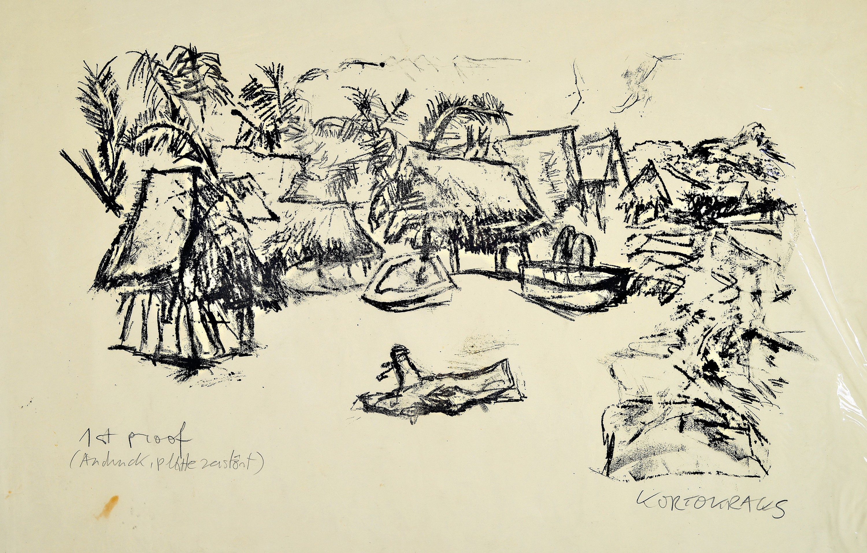 Rudolf Kortokraks, 1923 Ludwigshafen-2014 Hallein, "la Penita de Jaltemba", so verso betitelt, Lithographie, re.u. handsign., li.u .bez.: ...