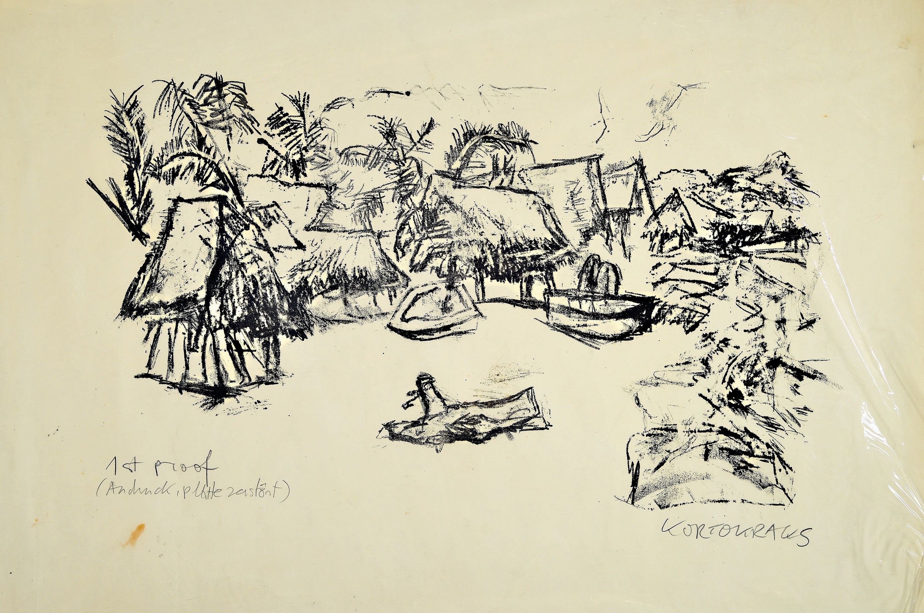 Detail k: Rudolf Kortokraks, 1923 Ludwigshafen-2014 Hallein, "la Penita de Jaltemba", so verso betitelt, Lithographie, re.u. handsign., li.u .bez.: ...