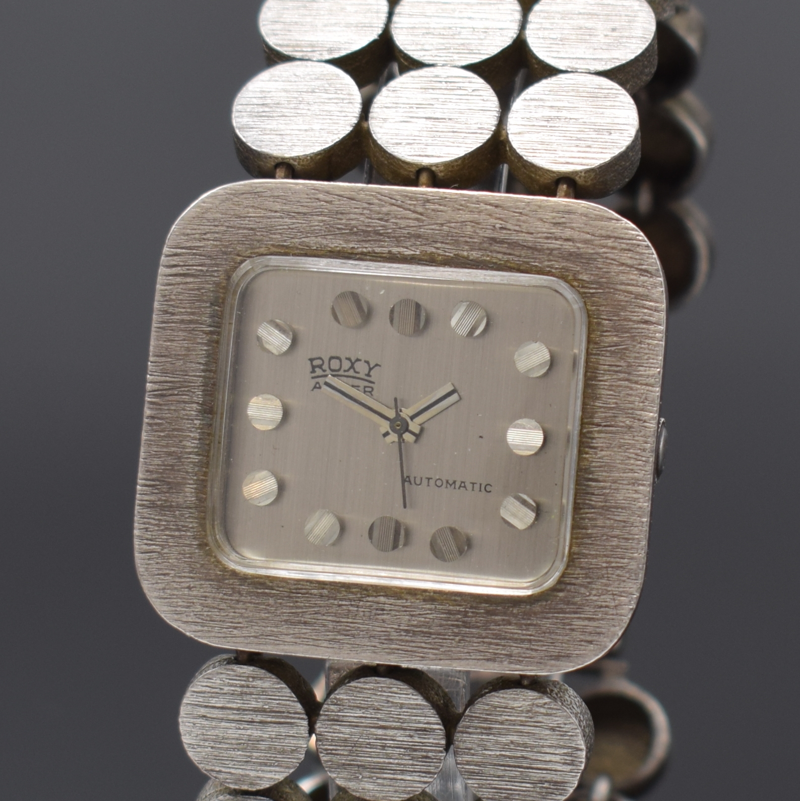 Detail a: ROXY Anker Design-Armbanduhr in 925er Silber, Deutschland um 1965, Automatik, massives Sterlingsilbergeh. inkl. Gliederband, Boden aufgedr., silb. ...