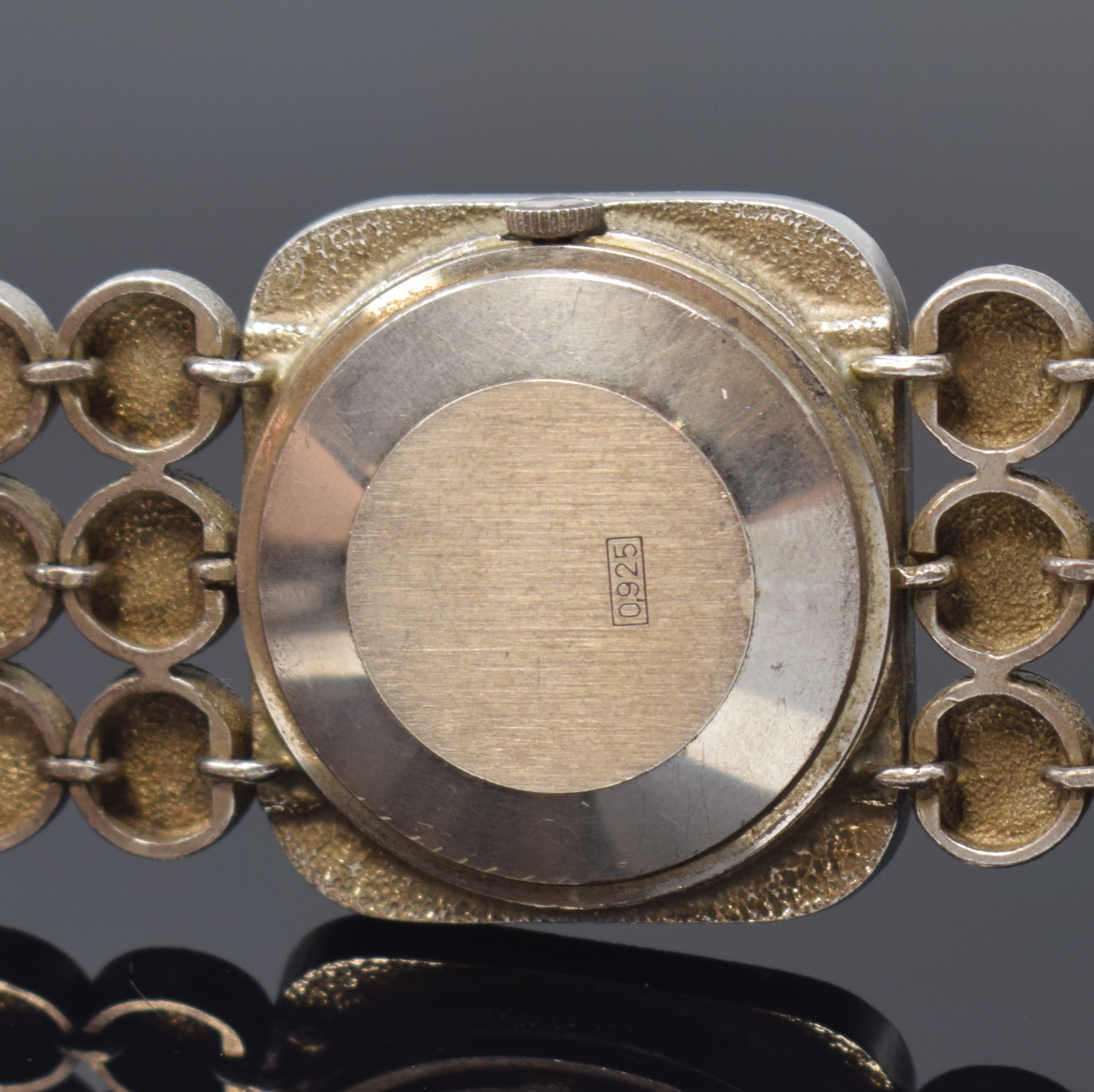 Detail d: ROXY Anker Design-Armbanduhr in 925er Silber, Deutschland um 1965, Automatik, massives Sterlingsilbergeh. inkl. Gliederband, Boden aufgedr., silb. ...