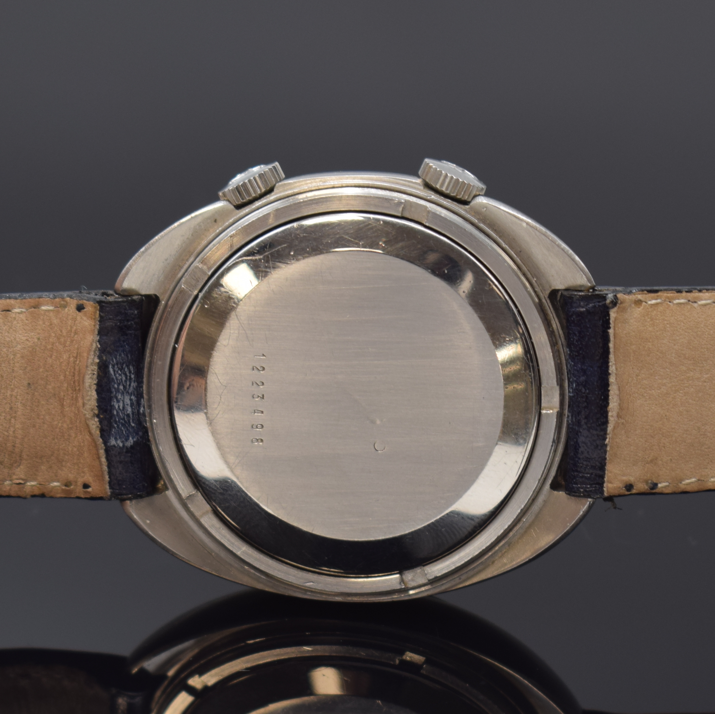 Detail c: Jaeger-LeCoultre Memovox GT Armbandwecker in Stahl Referenz E861, Hammerautomatik, Schweiz um 1970, ovales, sat. Geh. m. verschr. Boden, silb. ...