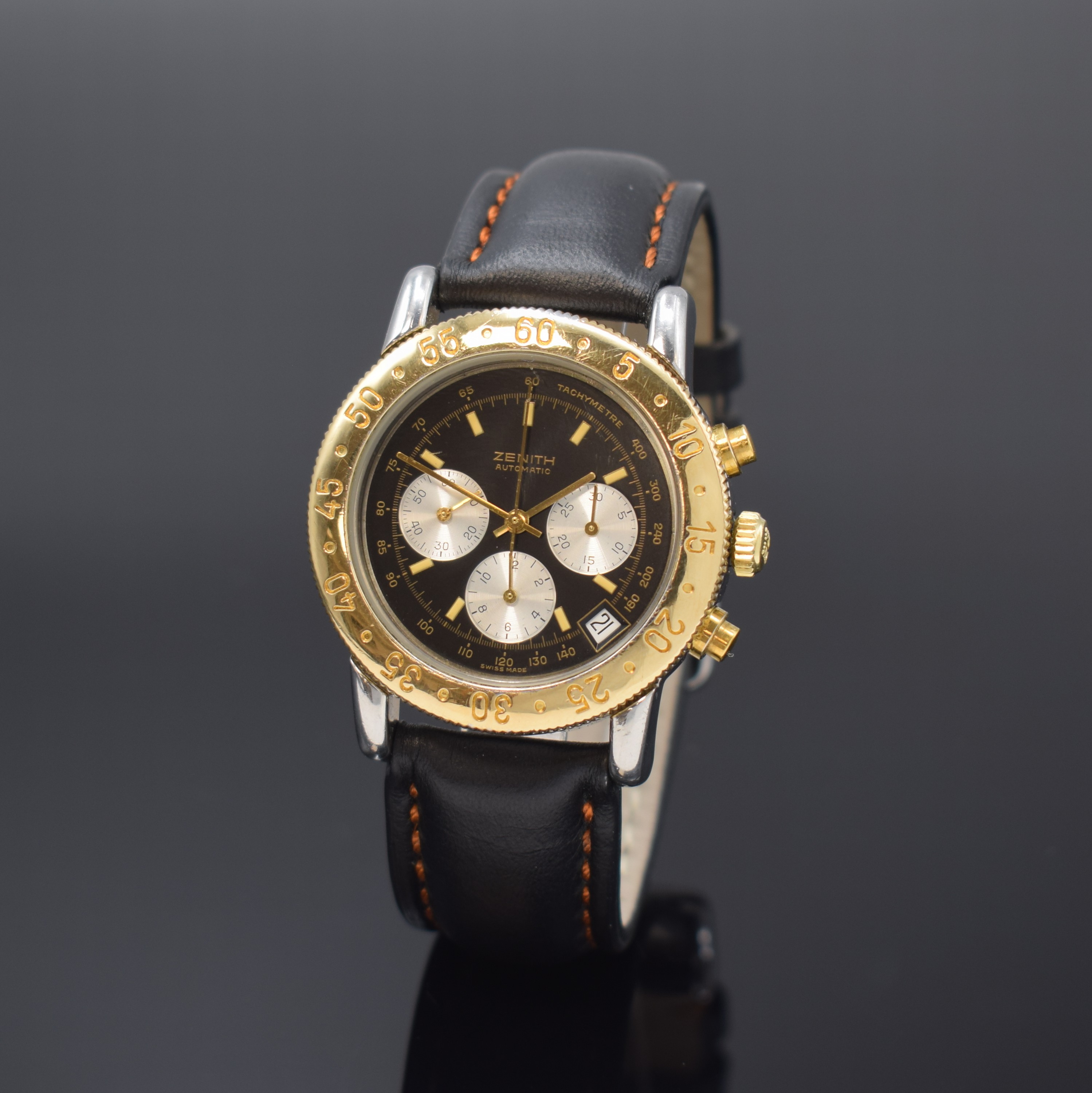 ZENITH El Primero Armbandchronograph Epervier Referenz 19.0130.400, Schweiz um 1988, Automatik, Edelstahl/Gold komb., Boden verschr., Lünette m. ...