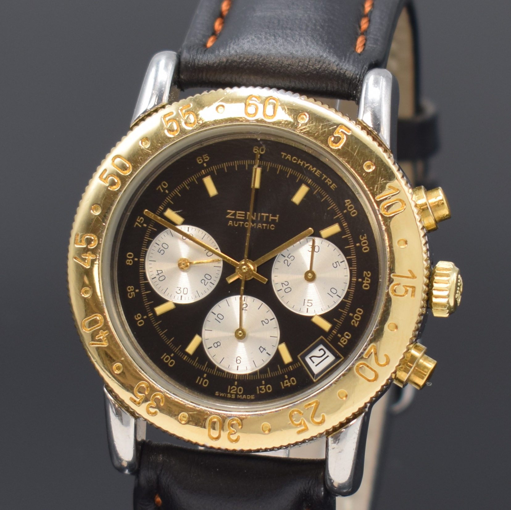 Detail a: ZENITH El Primero Armbandchronograph Epervier Referenz 19.0130.400, Schweiz um 1988, Automatik, Edelstahl/Gold komb., Boden verschr., Lünette m. ...