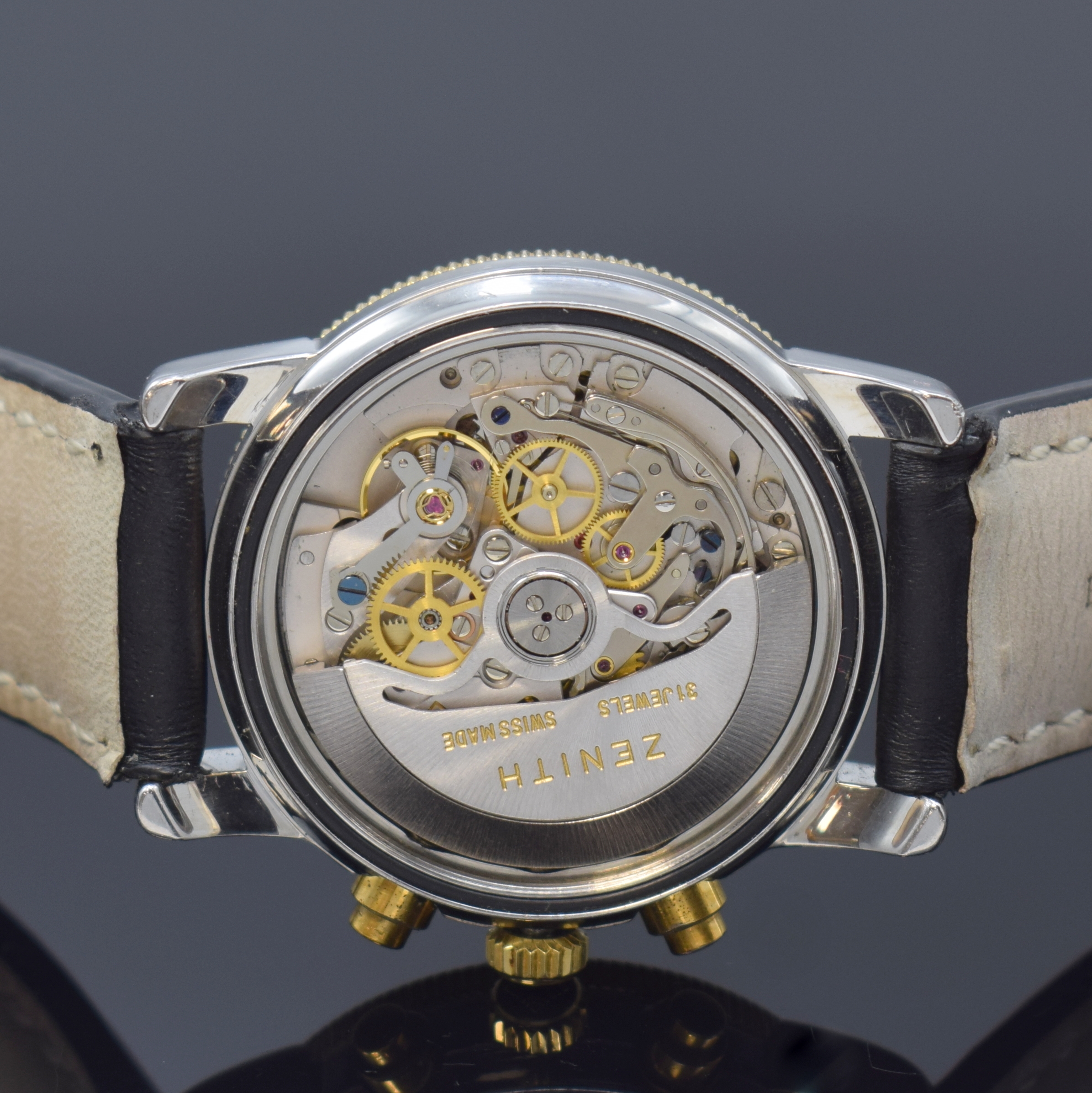 Detail e: ZENITH El Primero Armbandchronograph Epervier Referenz 19.0130.400, Schweiz um 1988, Automatik, Edelstahl/Gold komb., Boden verschr., Lünette m. ...