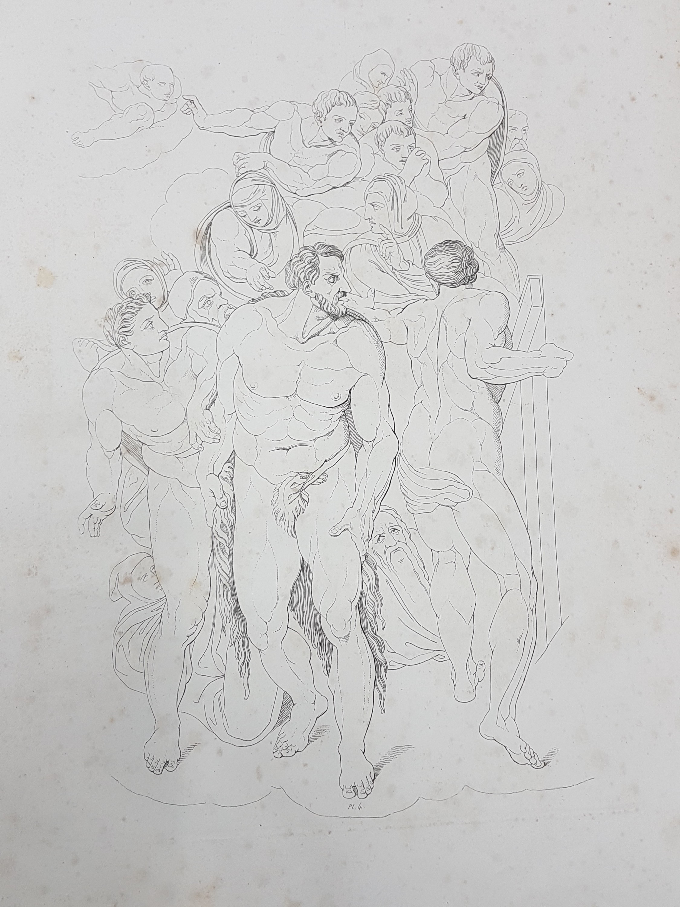 Detail b: Tommaso Piroli (1752-1824): Le Jugement Universel, peint par Michel-Ange Bonaroti dans la Chapelle Sixtine a Rome, Paris, Bocchini 1808, 17 ...