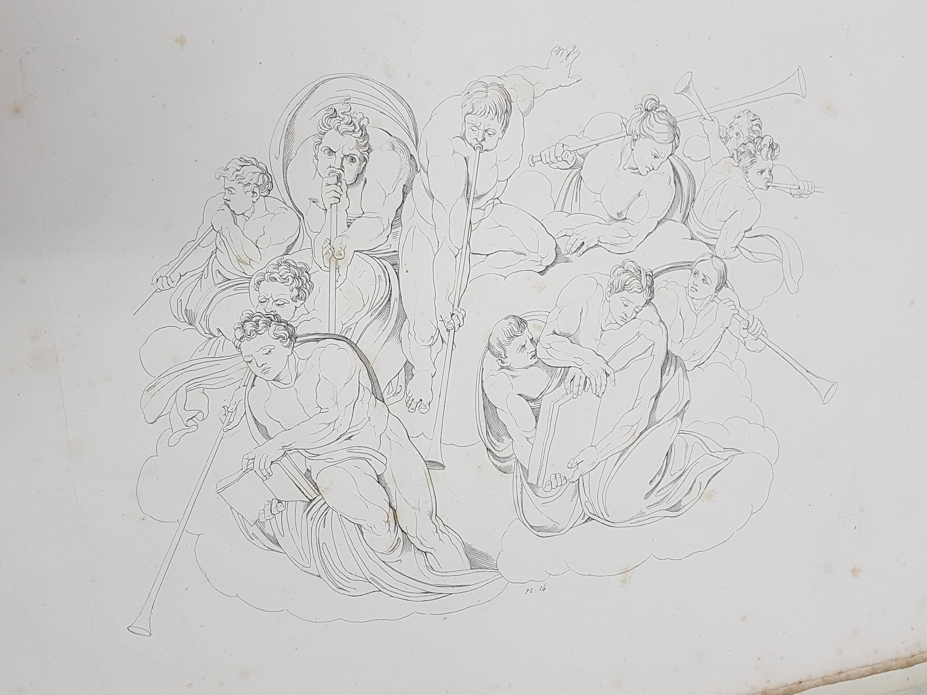 Detail m: Tommaso Piroli (1752-1824): Le Jugement Universel, peint par Michel-Ange Bonaroti dans la Chapelle Sixtine a Rome, Paris, Bocchini 1808, 17 ...