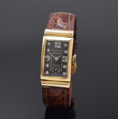 Image HAMILTON 14k yellow gold wristwatch, USA around 1945, manual winding, neutral case, snap ...