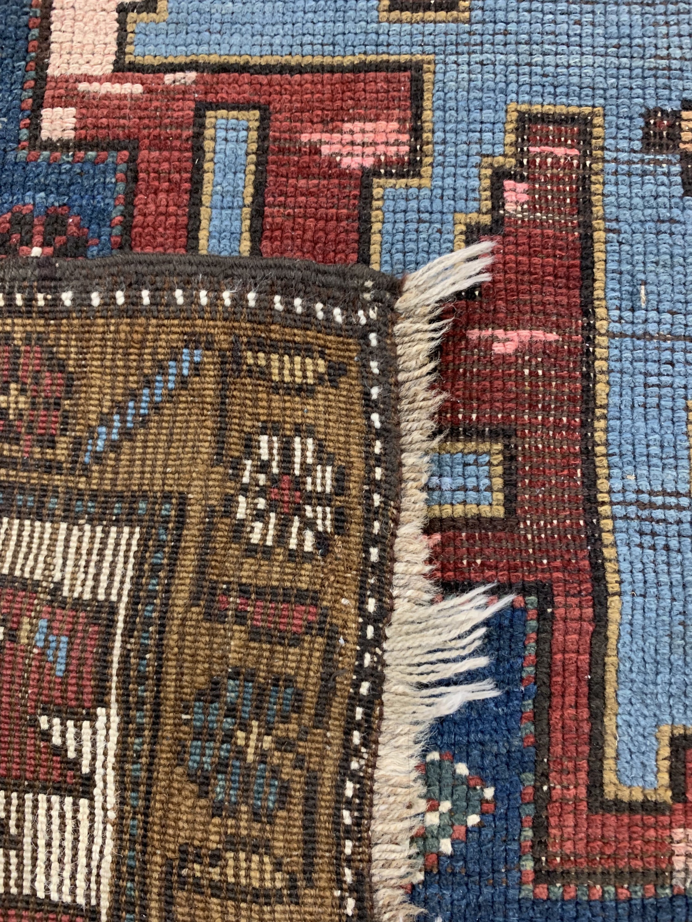 Detail g: Antiker Kazak, Kaukasus, um 1900, Wolle aufWolle, ca. 277 x 133 cm, EHZ: 3, (alte Restaurierungen)