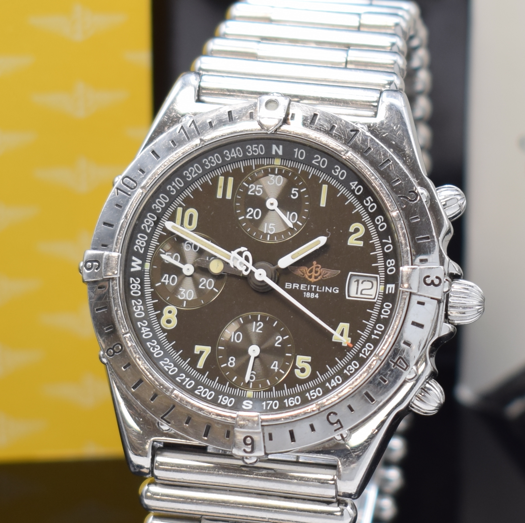 Detail a: BREITLING Armbandchronograph Chronomat Longitude Referenz A20048, Automatik, Schweiz um 1995, Edelstahlgeh. inkl. Roleauxband m. dopp. Faltschl., ...