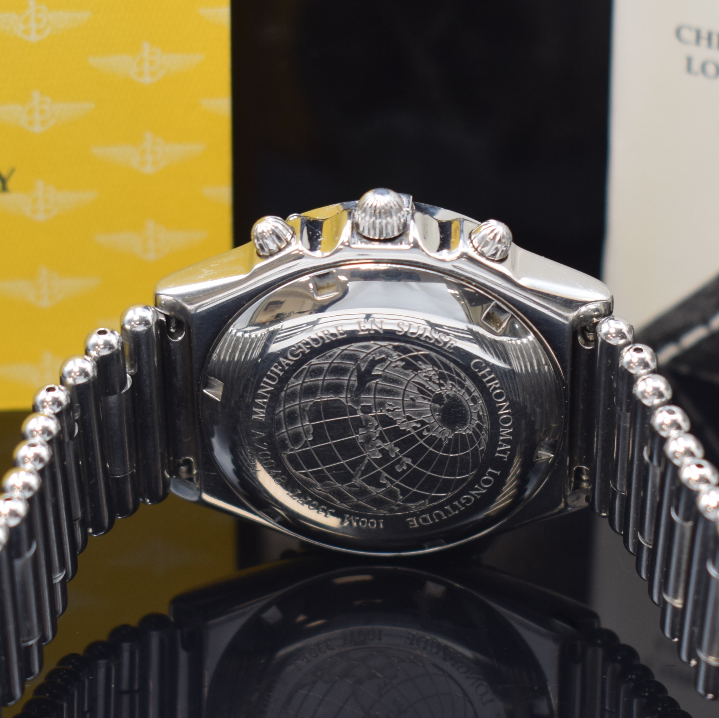 Detail d: BREITLING Armbandchronograph Chronomat Longitude Referenz A20048, Automatik, Schweiz um 1995, Edelstahlgeh. inkl. Roleauxband m. dopp. Faltschl., ...