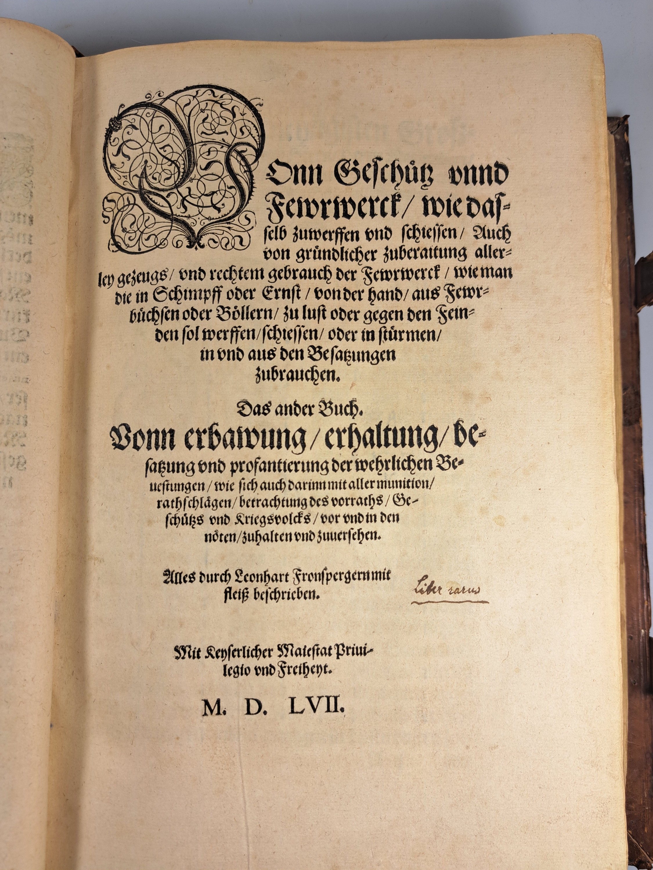 Detail h: Leonhart Fronsperger (1520-1575): Kriegsbuch Dritter Theyl. Von Schantzen und Befestigungen, Frankfurt, Martin Lechler 1573, 4°, beigebunden: Noe ...