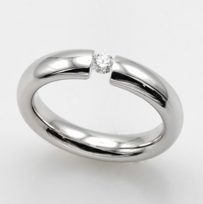 Image Ring mit Brillant, WG 585/000, in Spannring-optik, Brill. ca. 0.10 ct feines ...