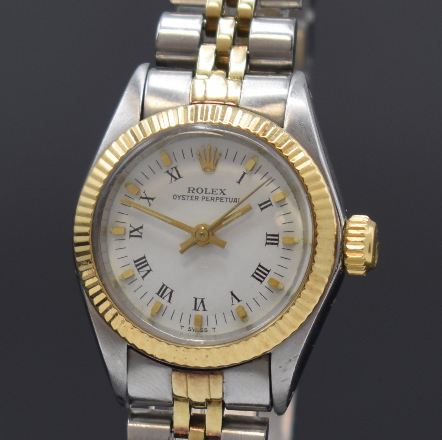 Detail a: ROLEX Damenarmbanduhr Oyster Perpetual Referenz 6719, Schweiz um 1979, Automatik, Edelstahl/Gold kombiniert inkl. Jubileeband m. Faltschl., Boden und ...