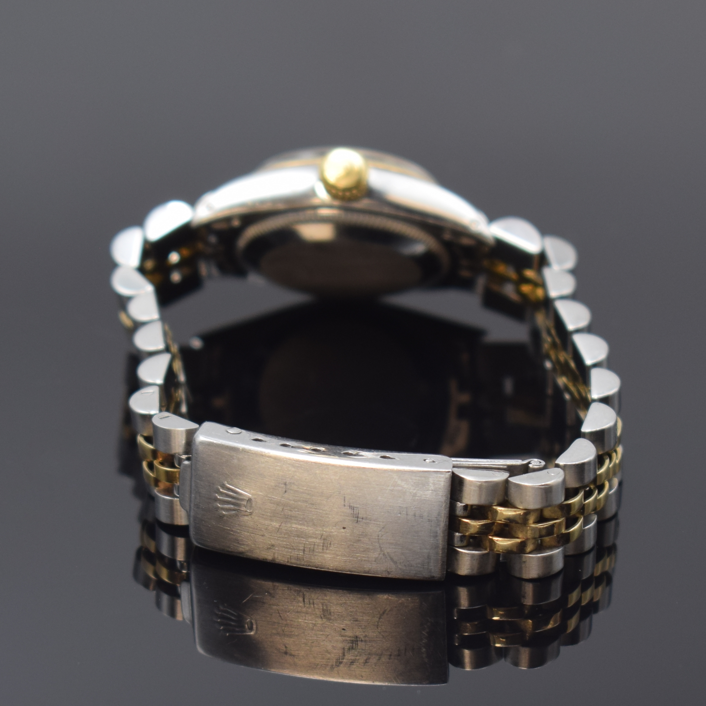 Detail b: ROLEX Damenarmbanduhr Oyster Perpetual Referenz 6719, Schweiz um 1979, Automatik, Edelstahl/Gold kombiniert inkl. Jubileeband m. Faltschl., Boden und ...