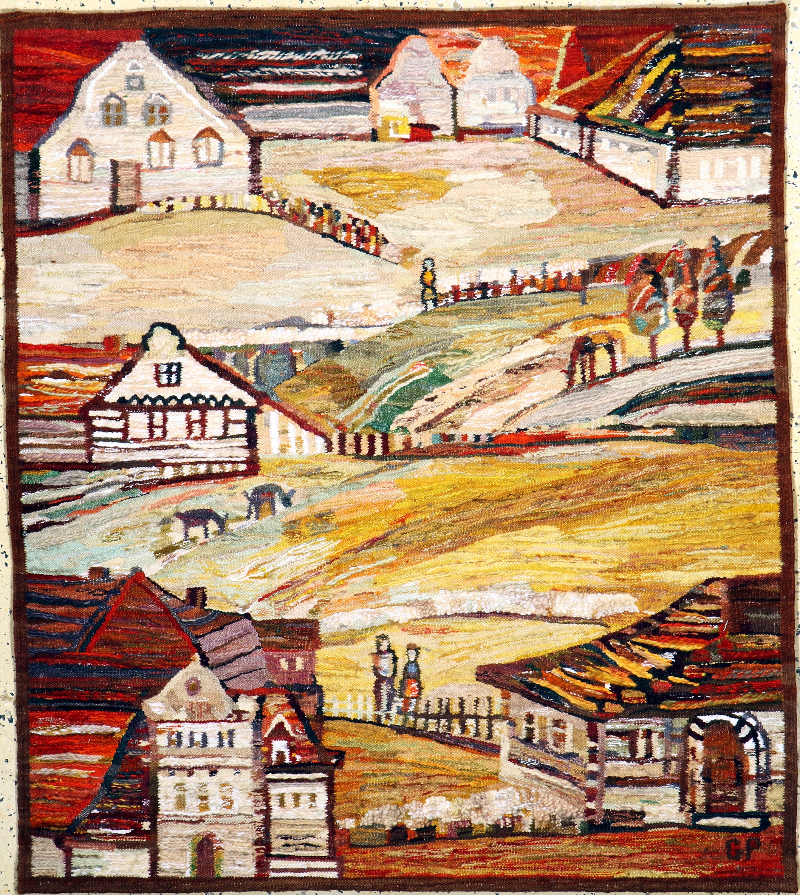 Künstler Gobelin, Polen, Mitte 20.Jhd, Wolle auf Wolle, ca. 140 x 125 cm, EHZ: 2