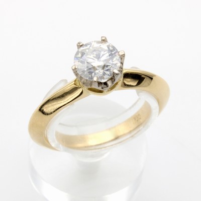 Image Ring mit Brillantsolitär, GG/WG 750/000, Brill. in WG-Krappenf. 1.18 ct ...