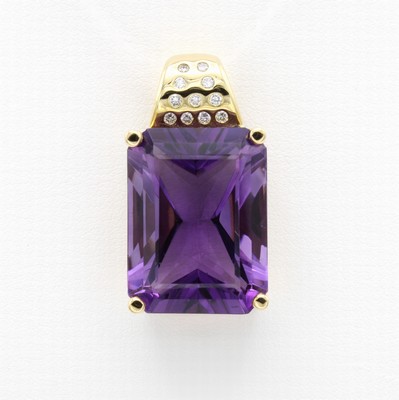 Image Anhänger mit Amethyst und Brillanten, GG 750/000, Amethyst in 4er Krappenf. ca. ...