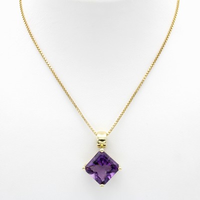 Image Anhänger mit Amethyst an Kette, GG 585/000, Amethystcarrée in 4er ...