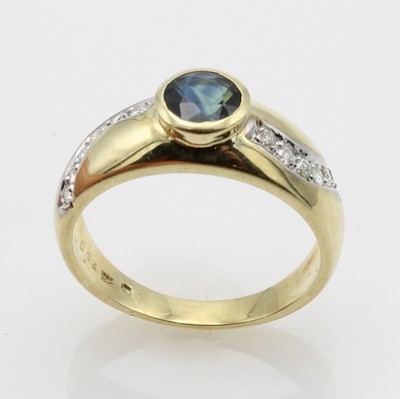 Image Ring mit Brillanten und Saphir, GG 585/000, Brill. zus. ca. 0.14 ct feines ...