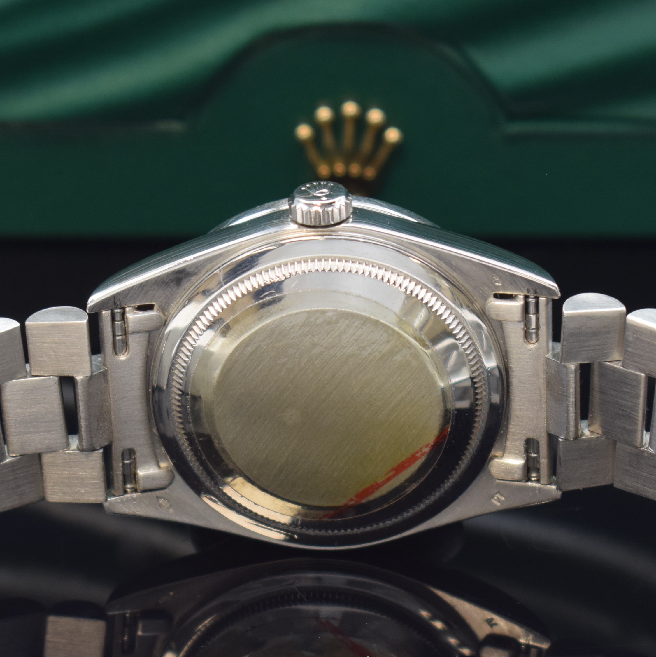 Detail e: ROLEX Armbanduhr Oyster Perpetual Day-Date Referenz 18346, Automatik, Schweiz um 1990, L-Serie, Chronometer der Superlative in Platin inkl. ...
